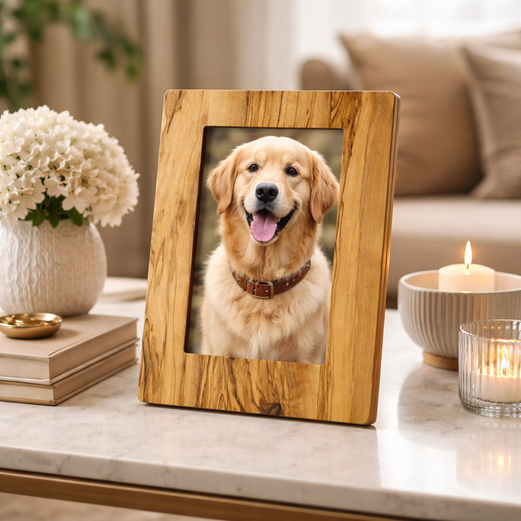 Kişiye Özel Zeytin Ağacı Fotoğraf Çerçevesi – El Yapımı, Çift Yönlü (Dikey ve Yatay)