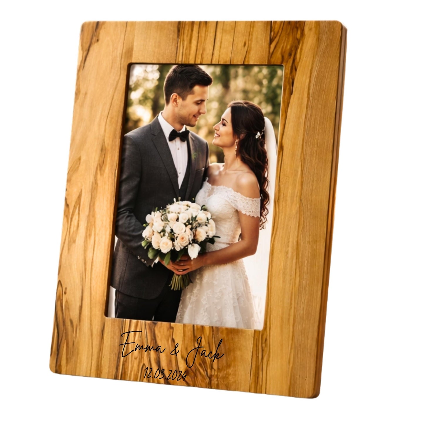 Kişiye Özel Zeytin Ağacı Fotoğraf Çerçevesi – El Yapımı, Çift Yönlü (Dikey ve Yatay)