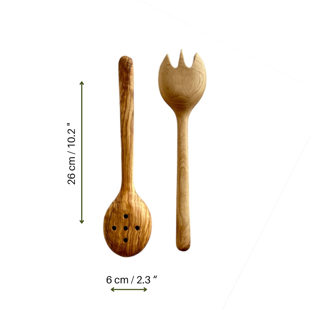 Functional and Elegant Spoon Set, Olive Wood Serving and Cooking Spoons