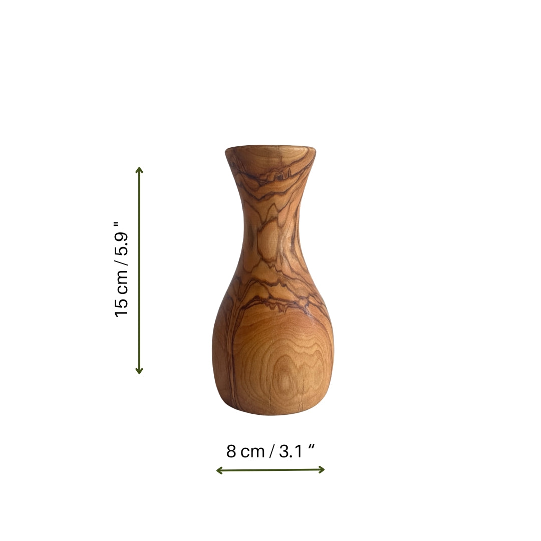 Handcrafted Olive Wood Vase | Natural Elegance for your Home Decor