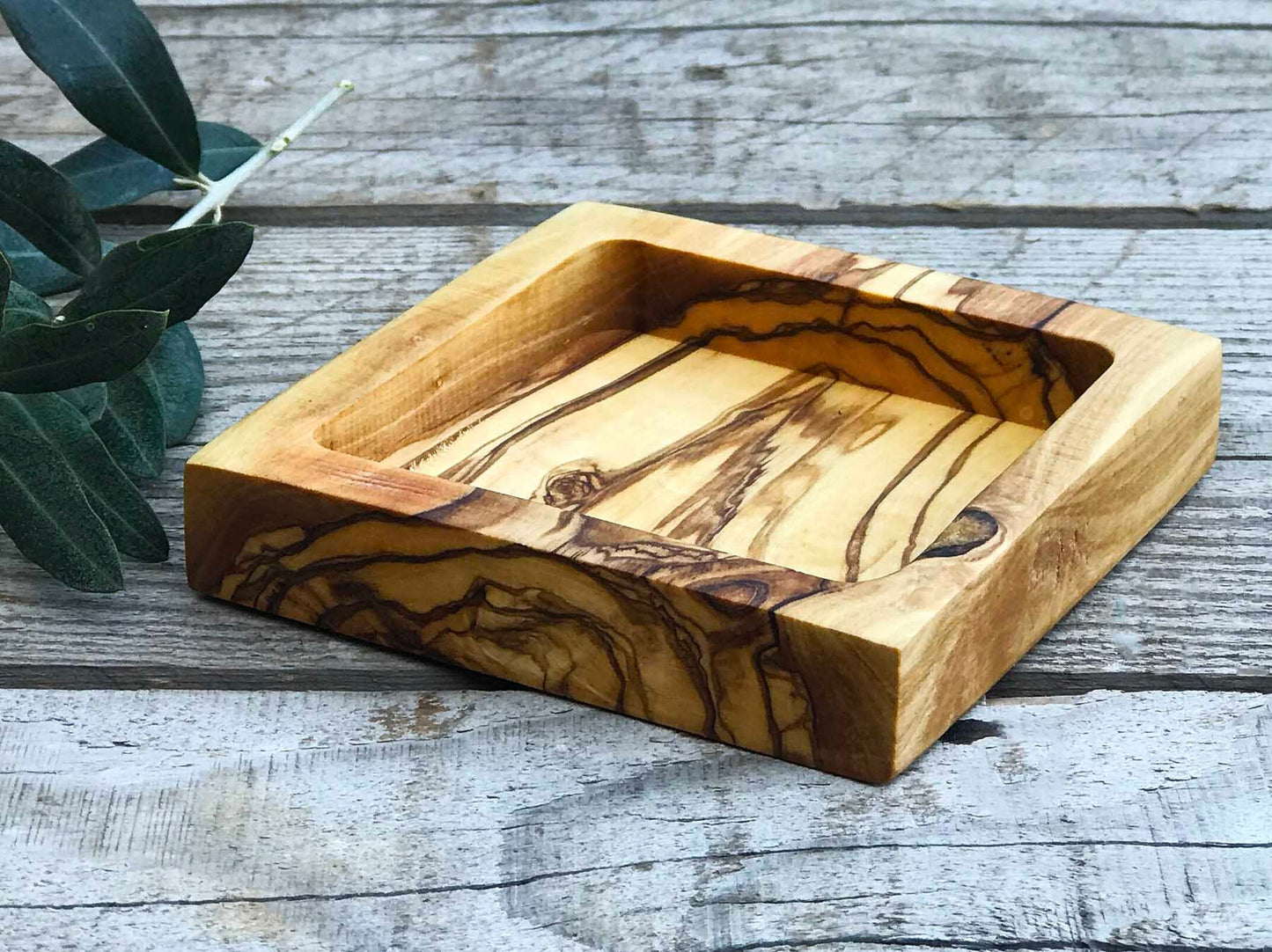 Olive Wood Square Snack Dishes, Wooden Snack Dishes