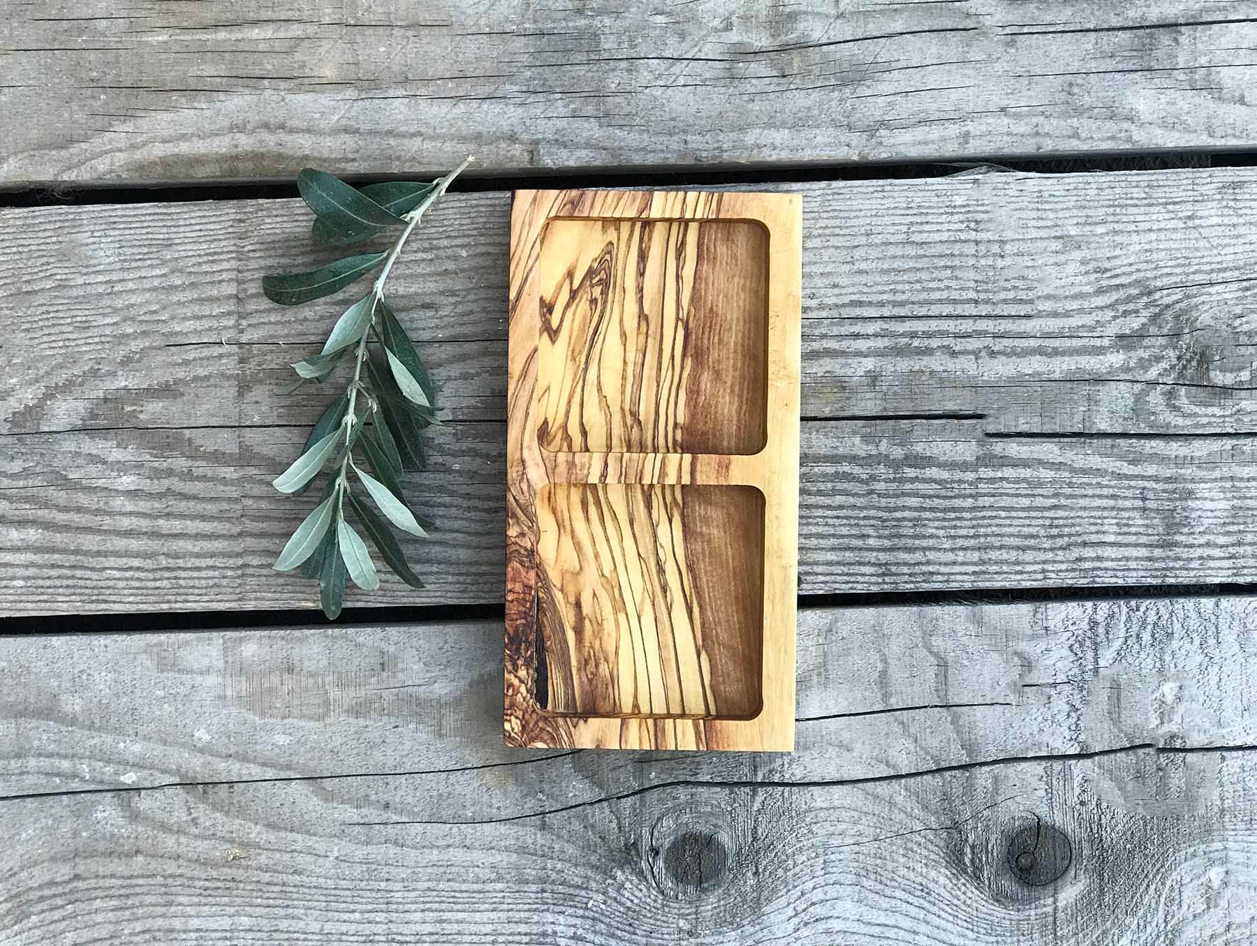 Olive Wood Square Snack Dishes, Wooden Snack Dishes