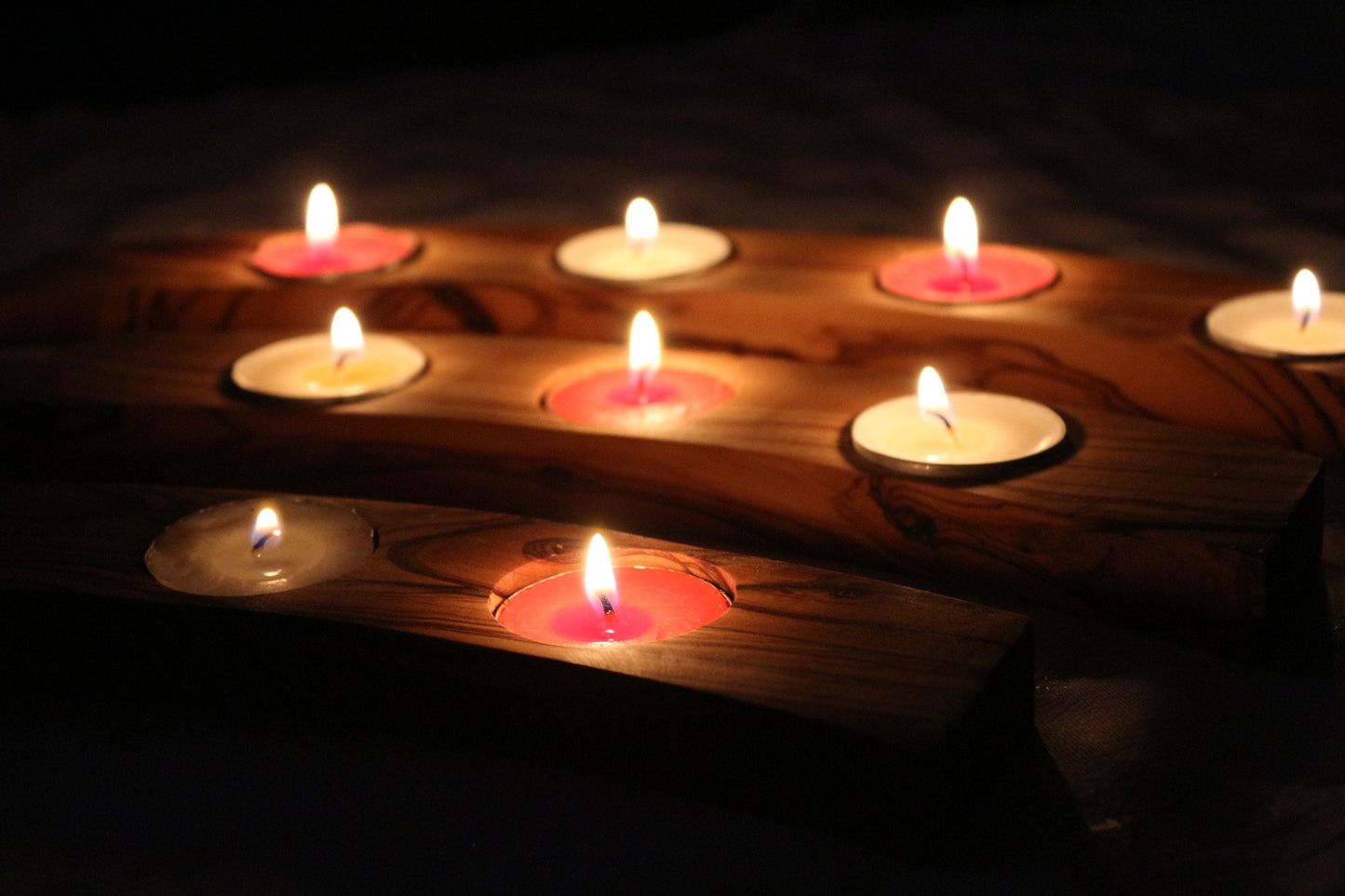 Olive Wood Tealight Holders Set of 3 | Gift For The Home