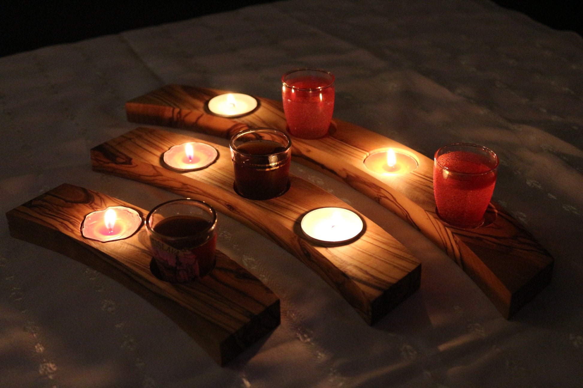 Olive Wood Tealight Holders Set of 3 | Gift For The Home