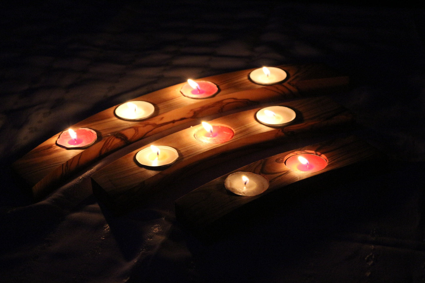 Olive Wood Tealight Holders Set of 3 | Gift For The Home