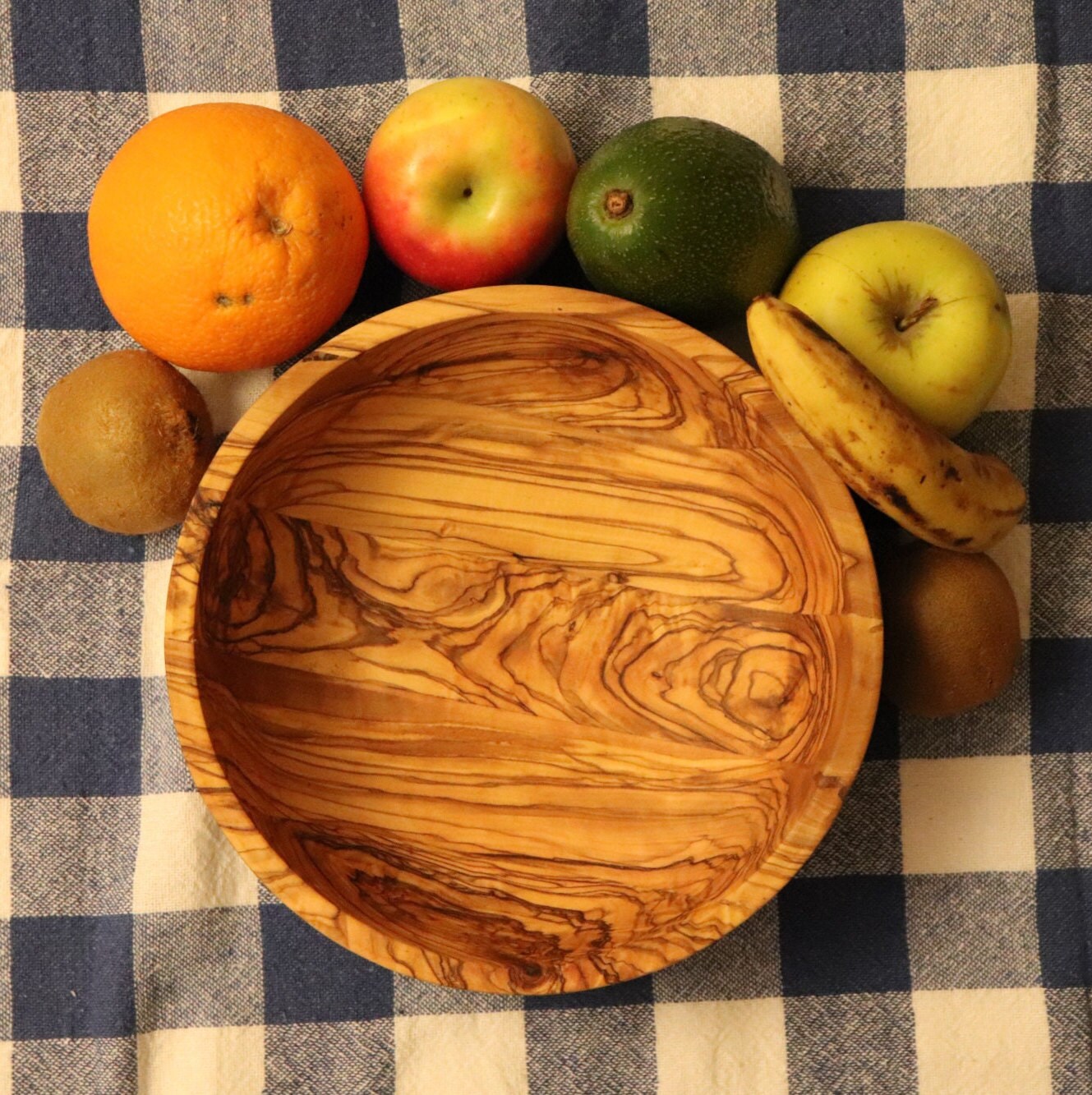 Large Olive Wood Bowl, Wooden Large Bowl for Salad