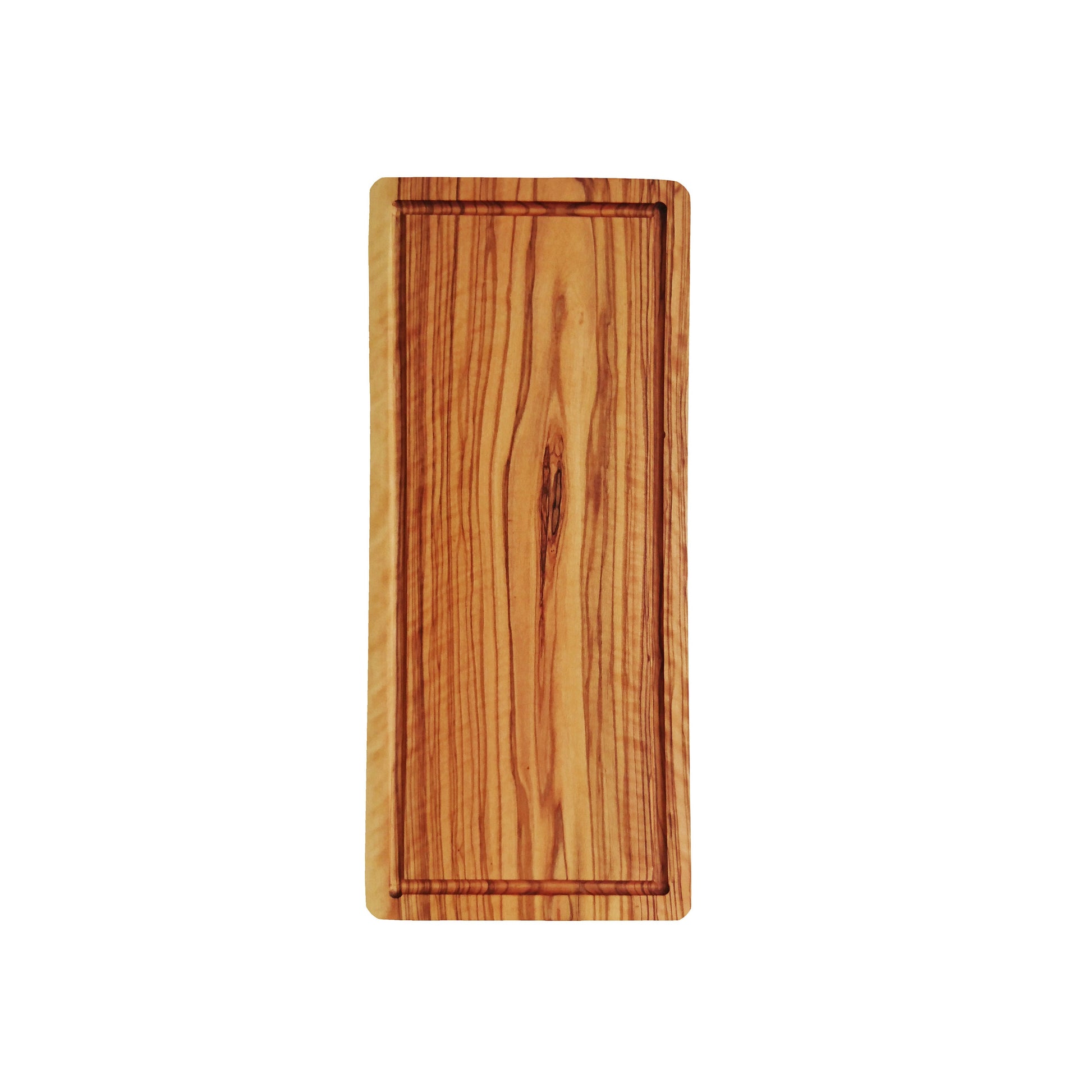 Olive Wood Cutting Board with Groove, Wooden Rectangular Steak Board