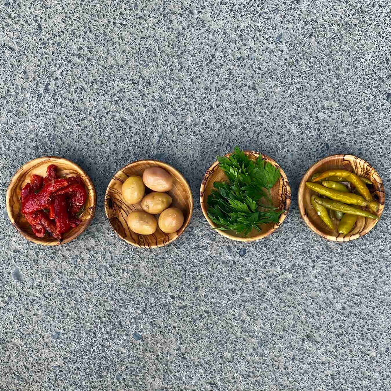 Olive Wood Sauce Bowls in Bulk, Olive Wood Mini Bowl