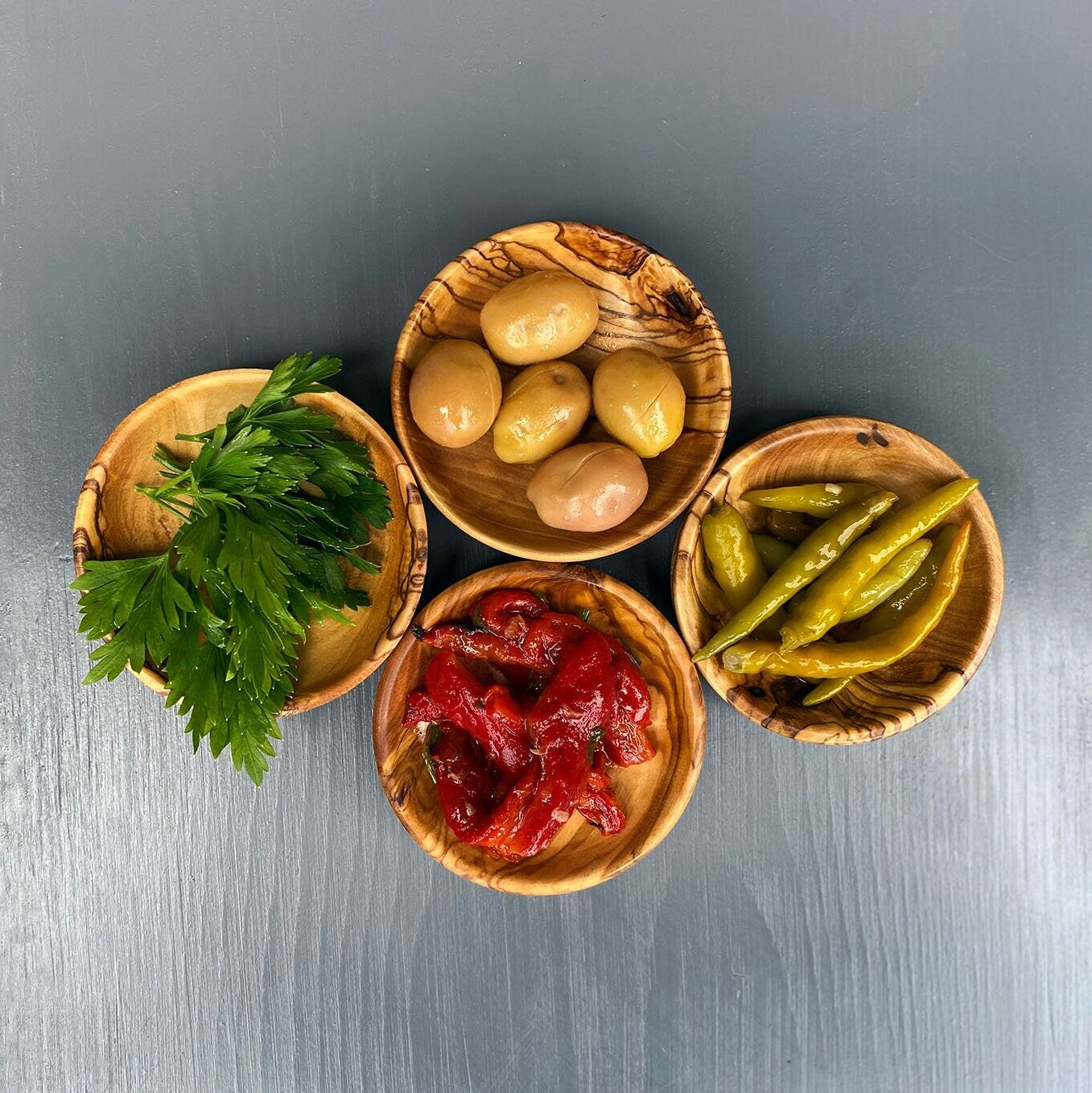 Olive Wood Sauce Bowls in Bulk, Olive Wood Mini Bowl