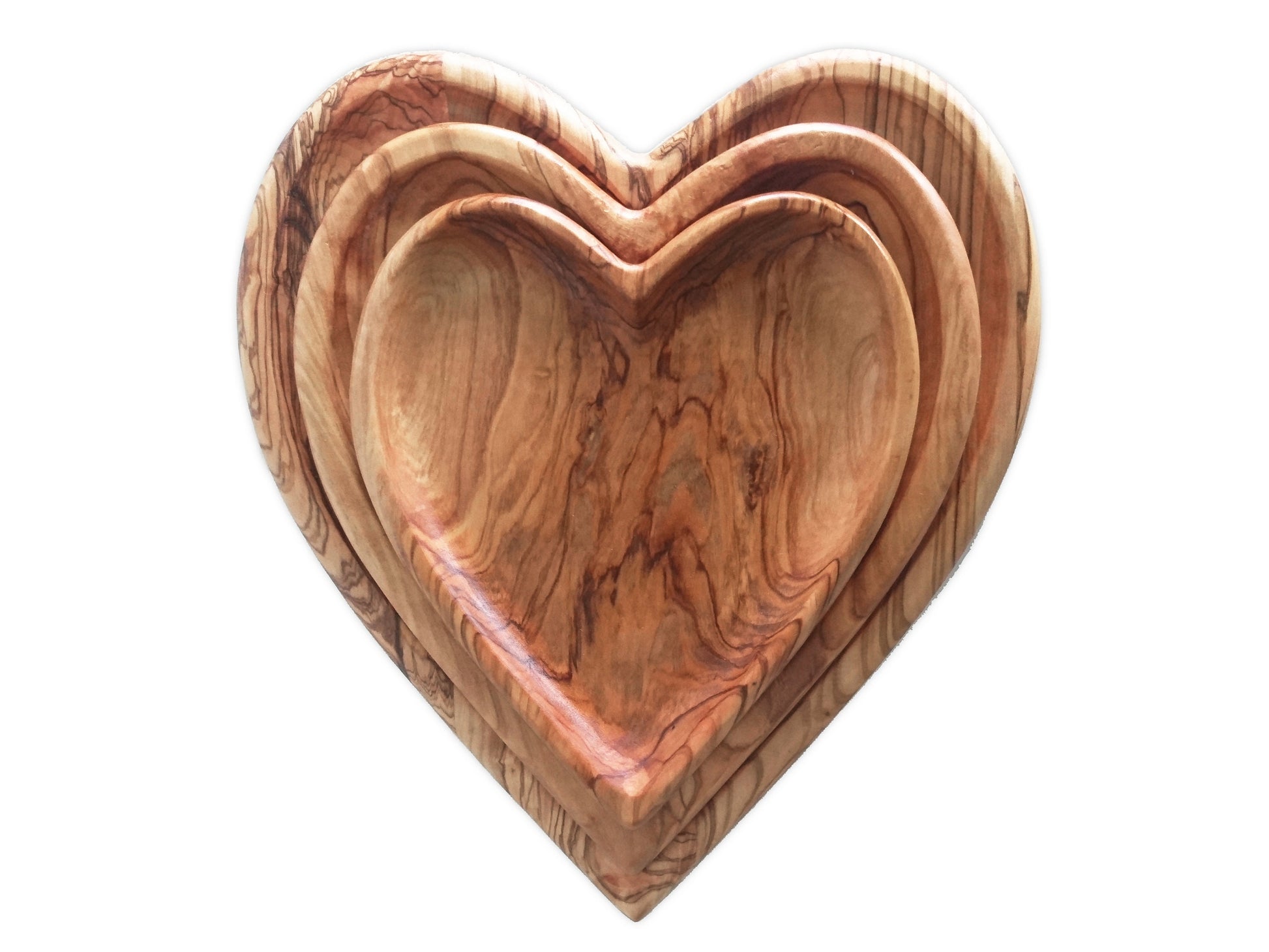 Olive Wood Heart Shape Plates, Wooden Valentine's Day Gift