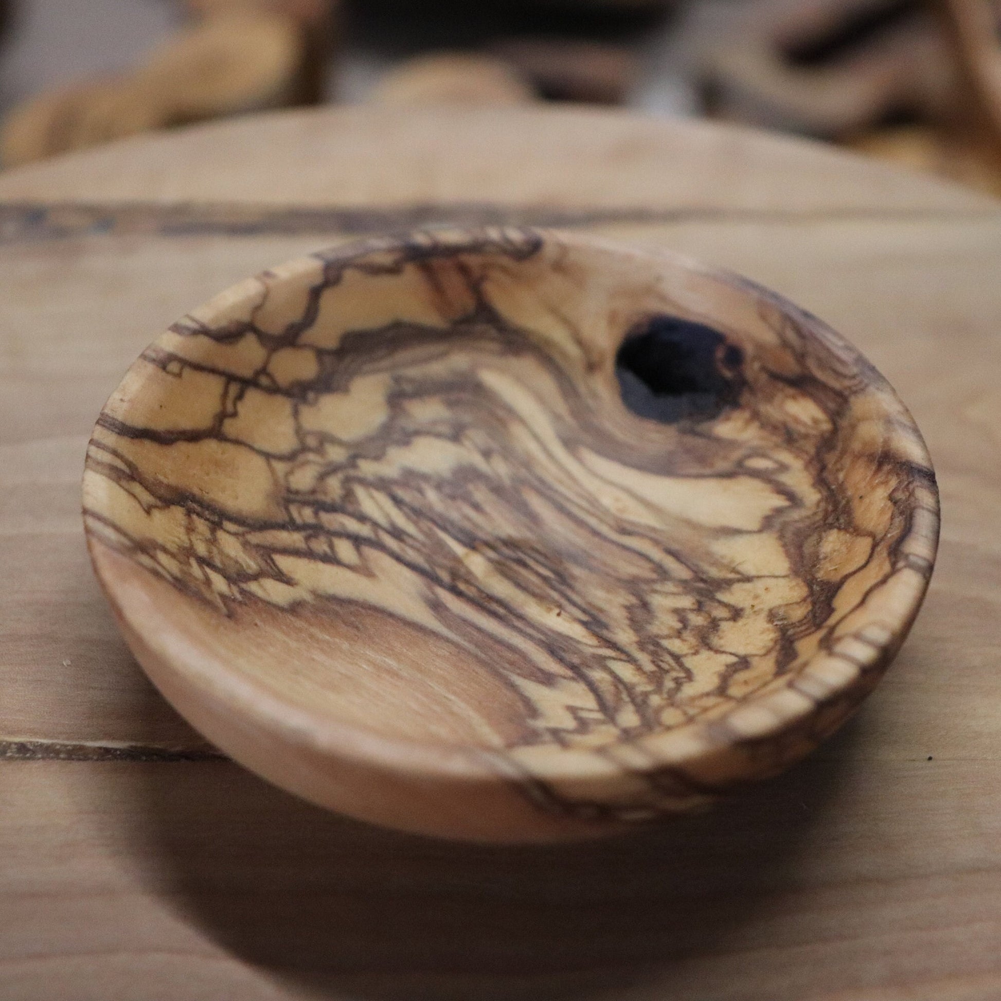 Single Deformed Small Plate, Deformed Olive Wood Mini Bowls, Rustic Tiny Dishes, Small Dipping Bowls