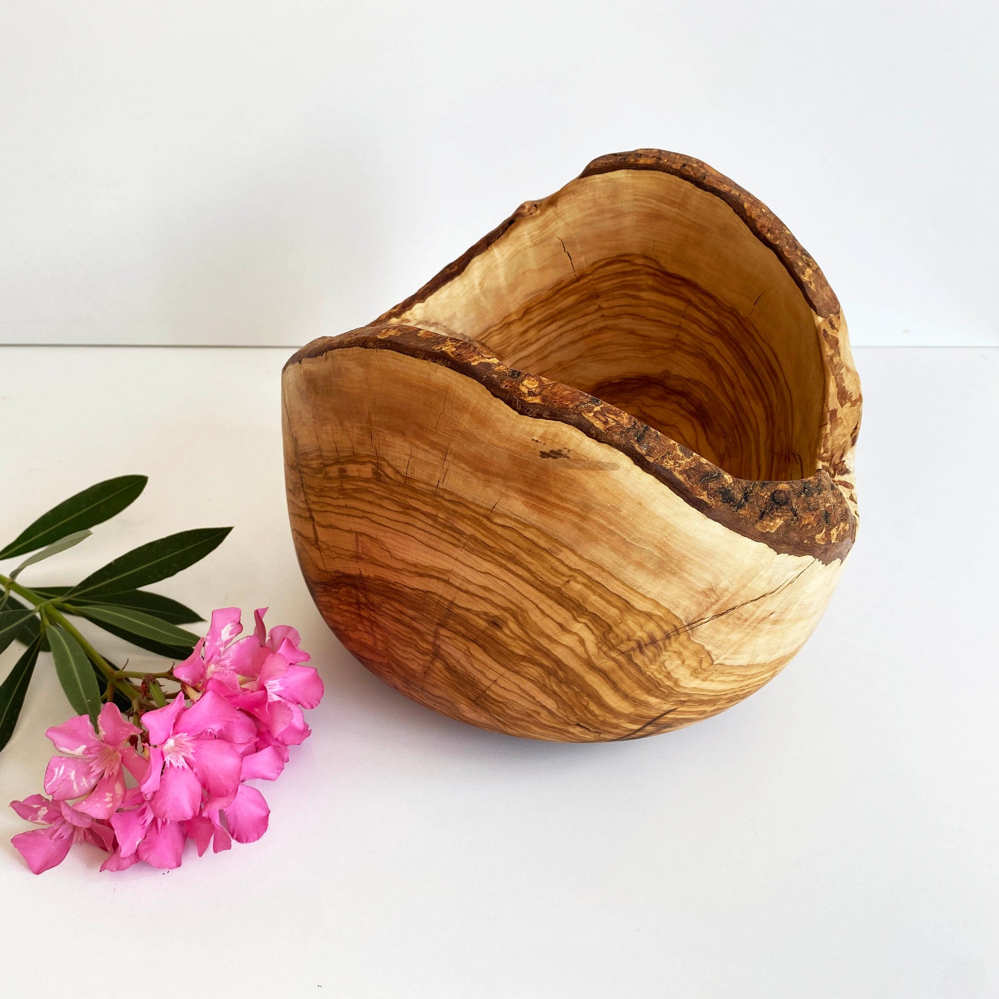 Large Olive Wood Live Edge Bowl, Rustic Olive Wood Bowl