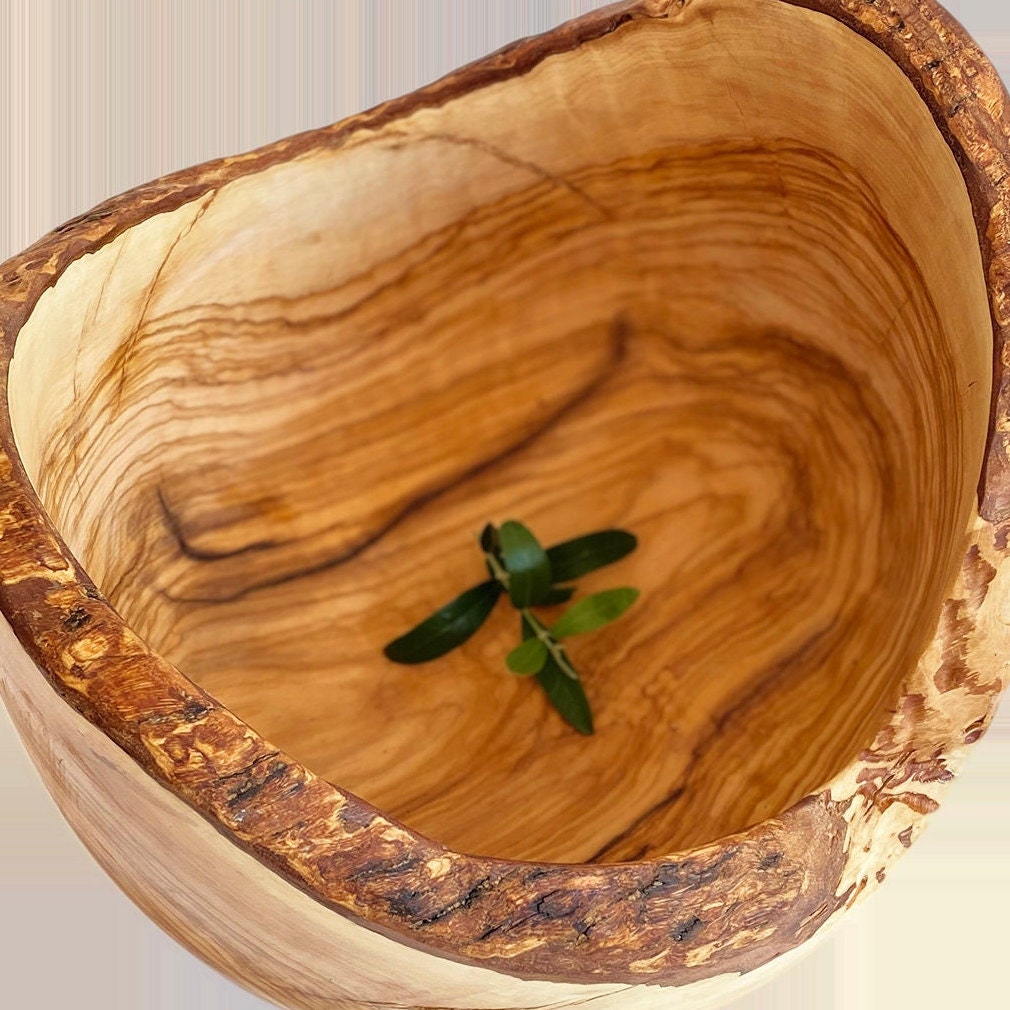 Large Olive Wood Live Edge Bowl, Rustic Olive Wood Bowl