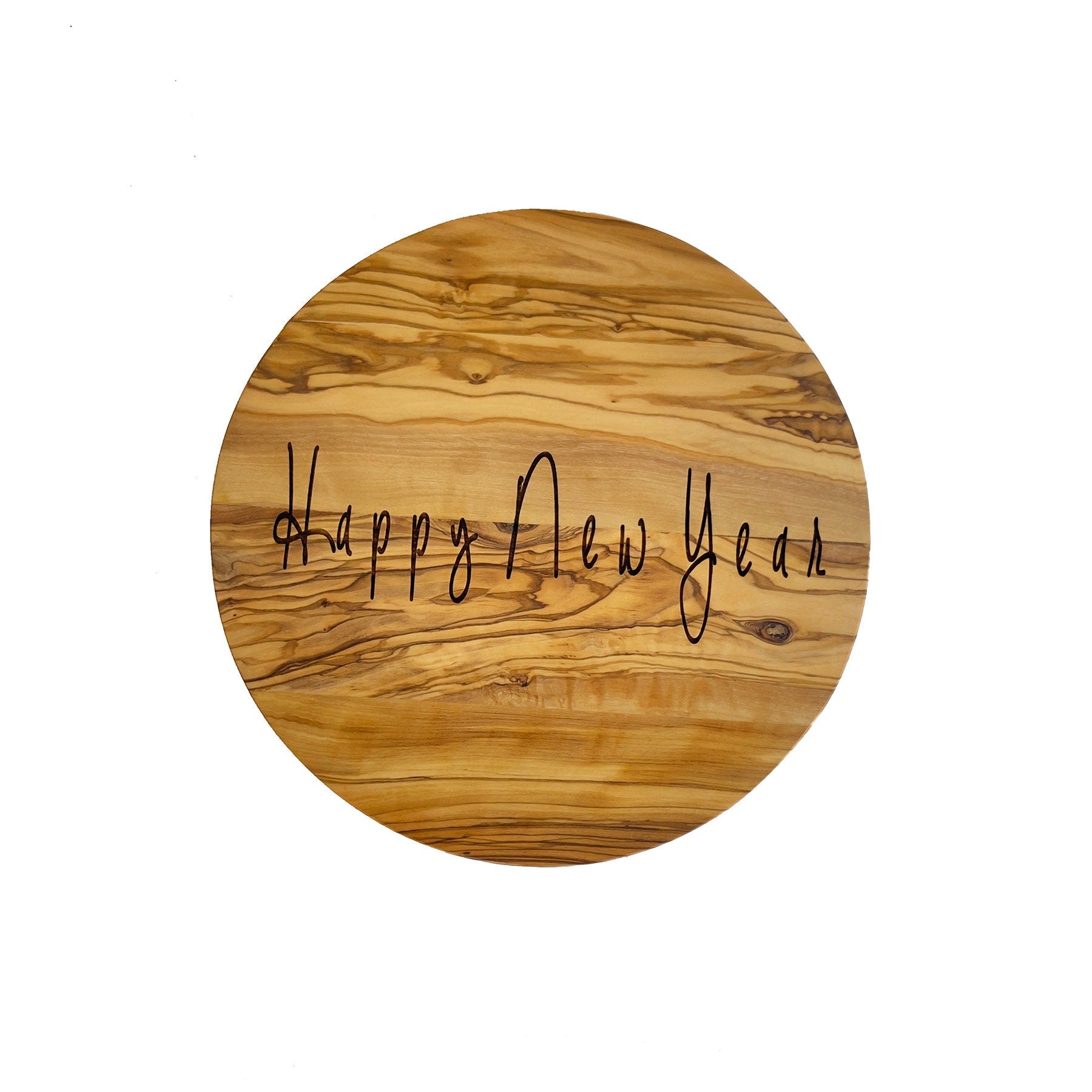 Personalized Olive Wood Cutting Board, Olive Wood Circle Chopping Board, Authentic Wooden Serving Board, Stylish Serving Board