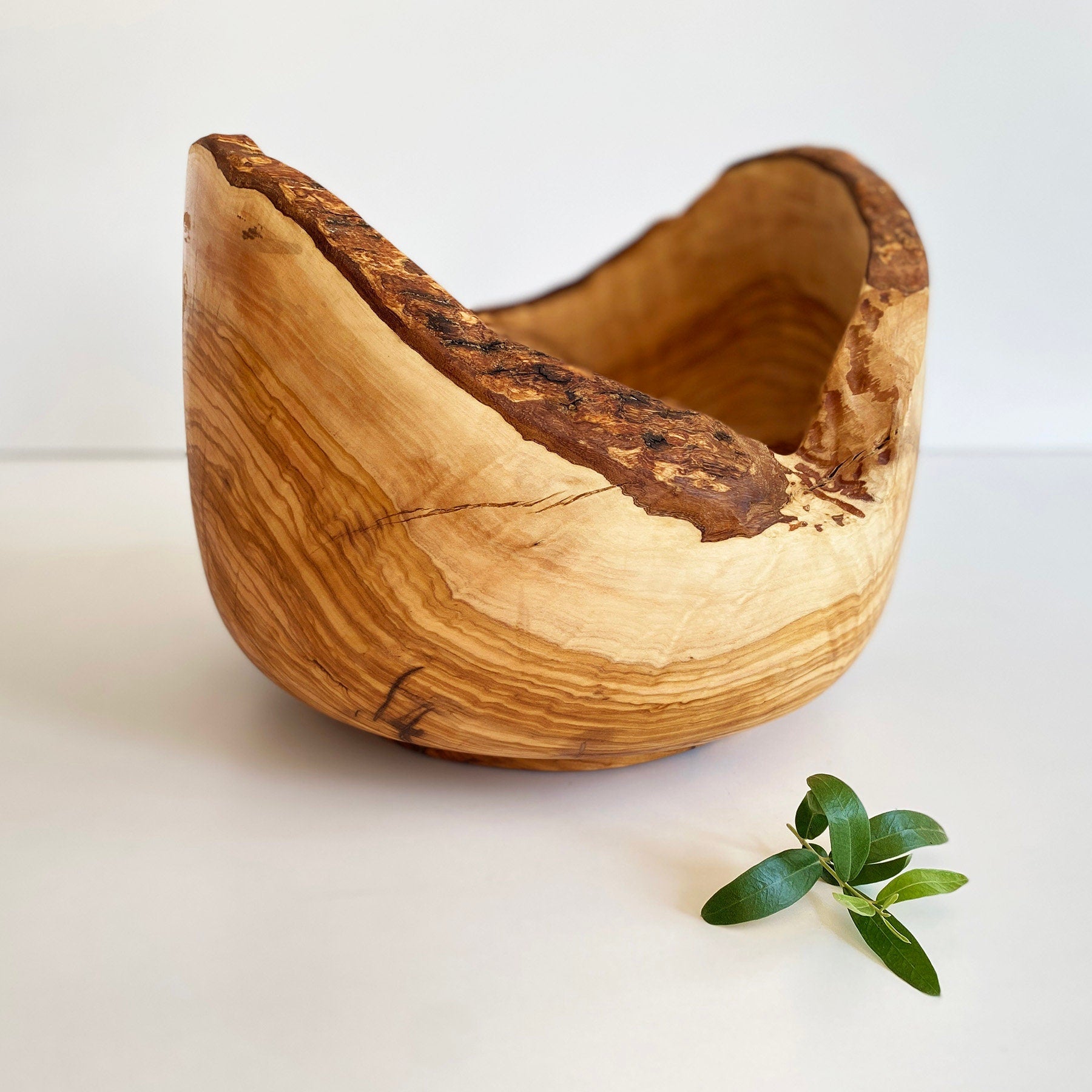 Large Olive Wood Live Edge Bowl, Rustic Olive Wood Bowl