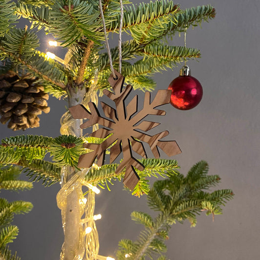 Olive Wood Snowflake Christmas Ornaments, Wooden Christmas Ornaments