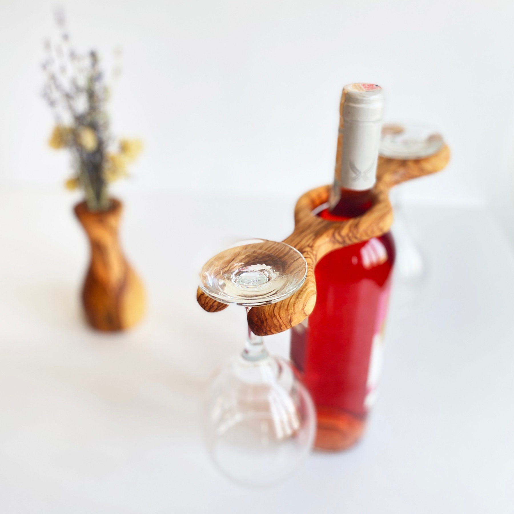 Olive Wood Wine Glass Holder, Olive Wood Goblet Holder