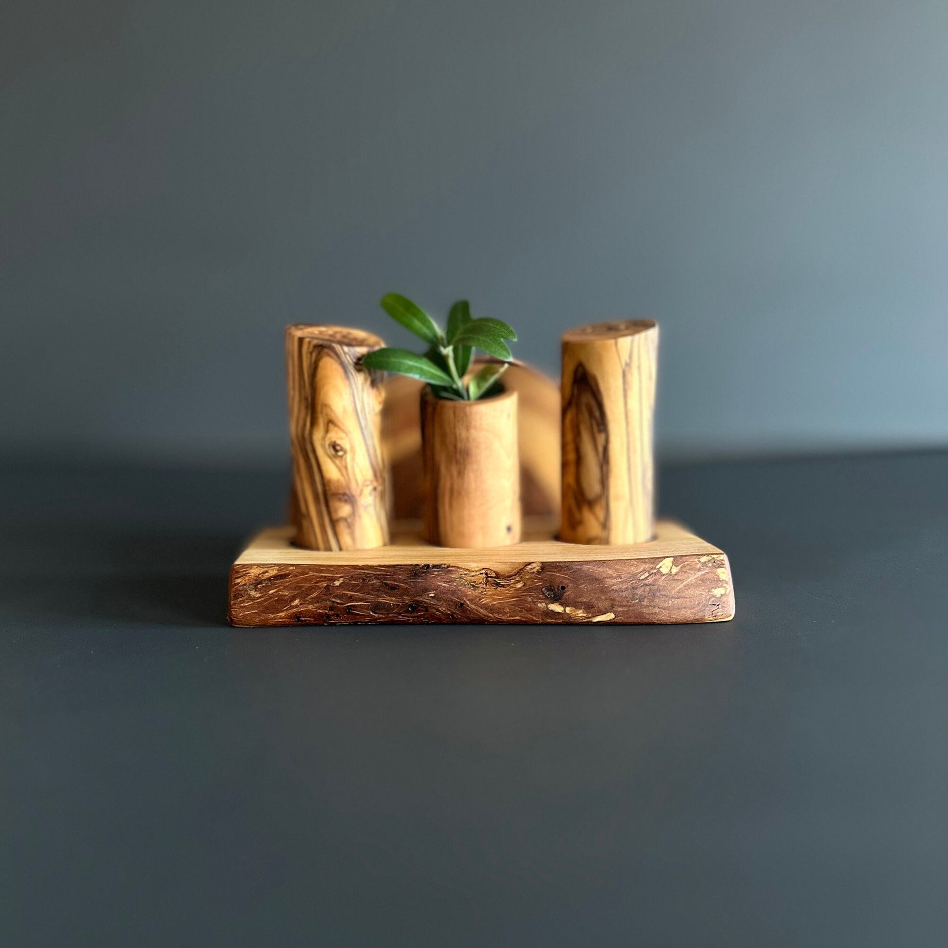 Olive Wood Salt and Pepper Shaker with Napkin Holder, Authentic Wooden Table Set, Natural Wooden Salt shaker, Wooden salt and pepper shaker