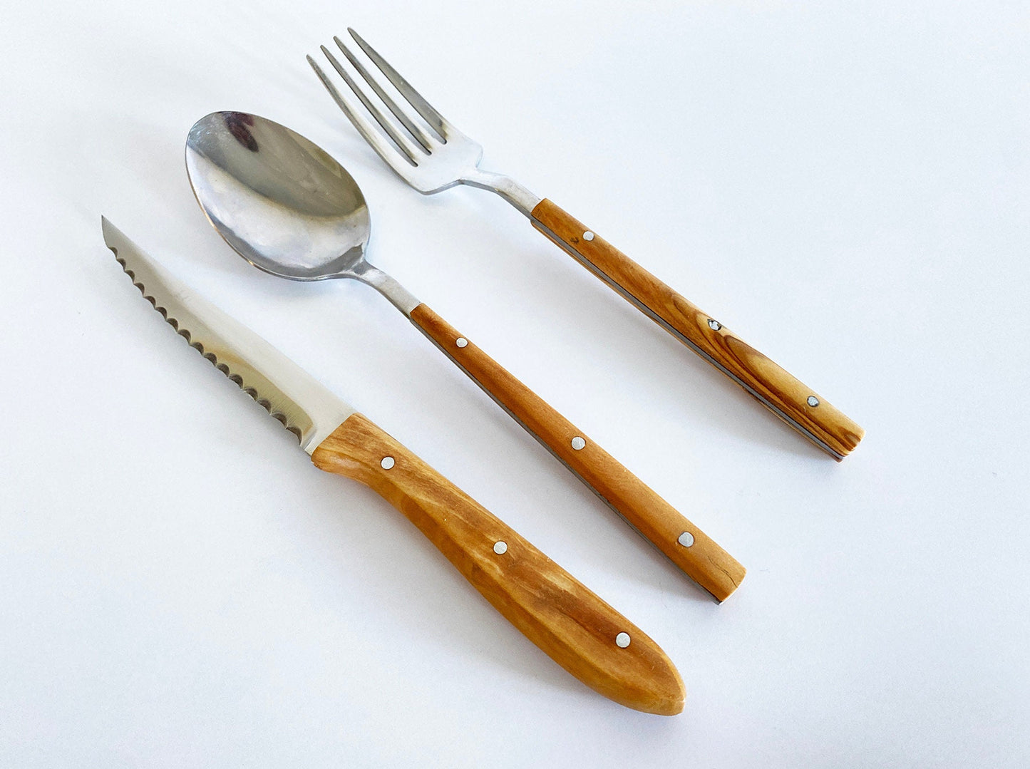 Olive Wood Cutlery, Wood Handle Stainless Steel Cutlery, Luxurious Cutlery Set, Authentic Flatware set, Stylish Wooden cutlery set