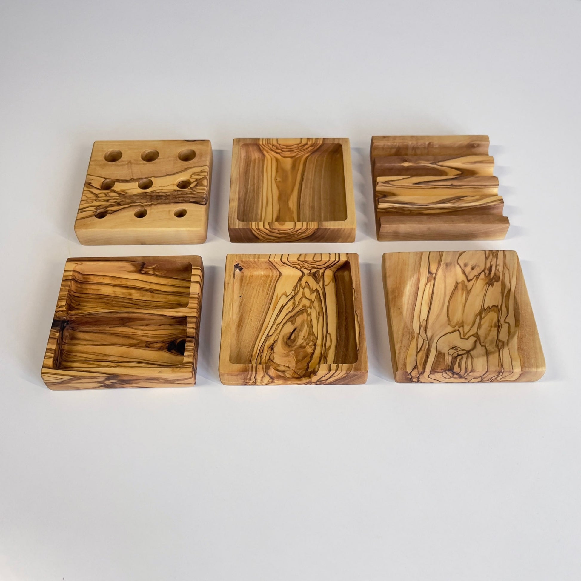 Handmade Olive Wood Desktop Set - 6 Piece Desktop Set - Wooden Desk Organizer - Office Supplies - Desk Decor - Wood Desk Accessories