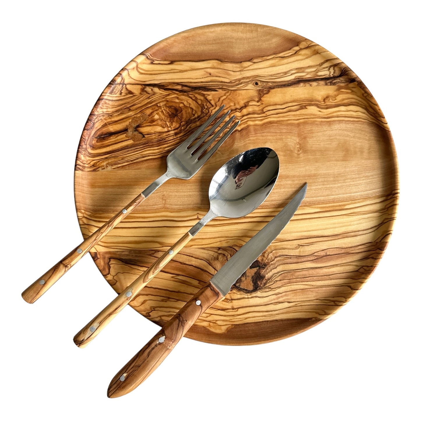 Handmade Olive Wood Dining Set - 2 Persons, Dinnerware Set , Dinner Set, Wood Set of Kitchen dishes for two, Tableware Sets