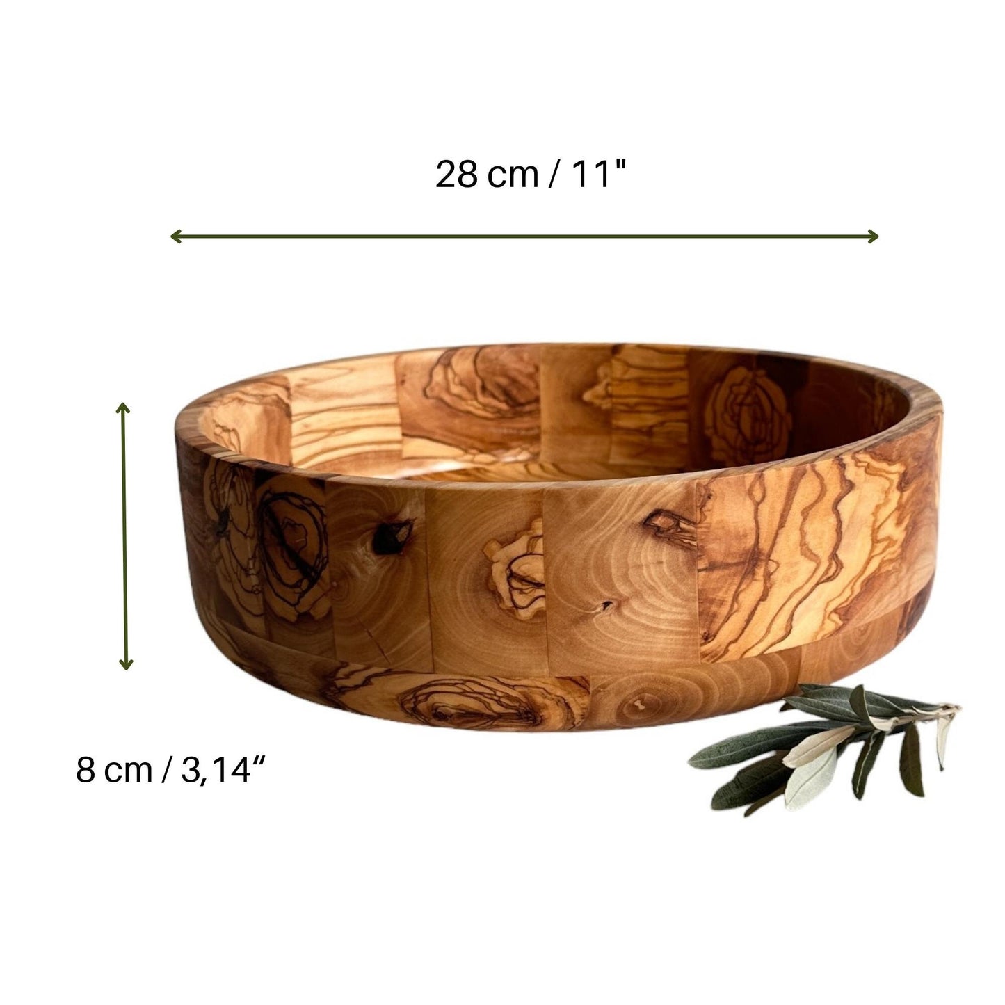 Handmade Olive Wood Salad Bowl - 11 Inches with servers, Unique Gift, Handcrafted Olive Wood Bowl, Large Olive Wood Serving Bowl