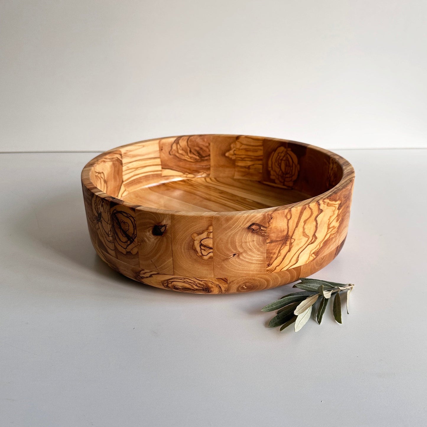 Handmade Olive Wood Salad Bowl - 11 Inches with servers, Unique Gift, Handcrafted Olive Wood Bowl, Large Olive Wood Serving Bowl