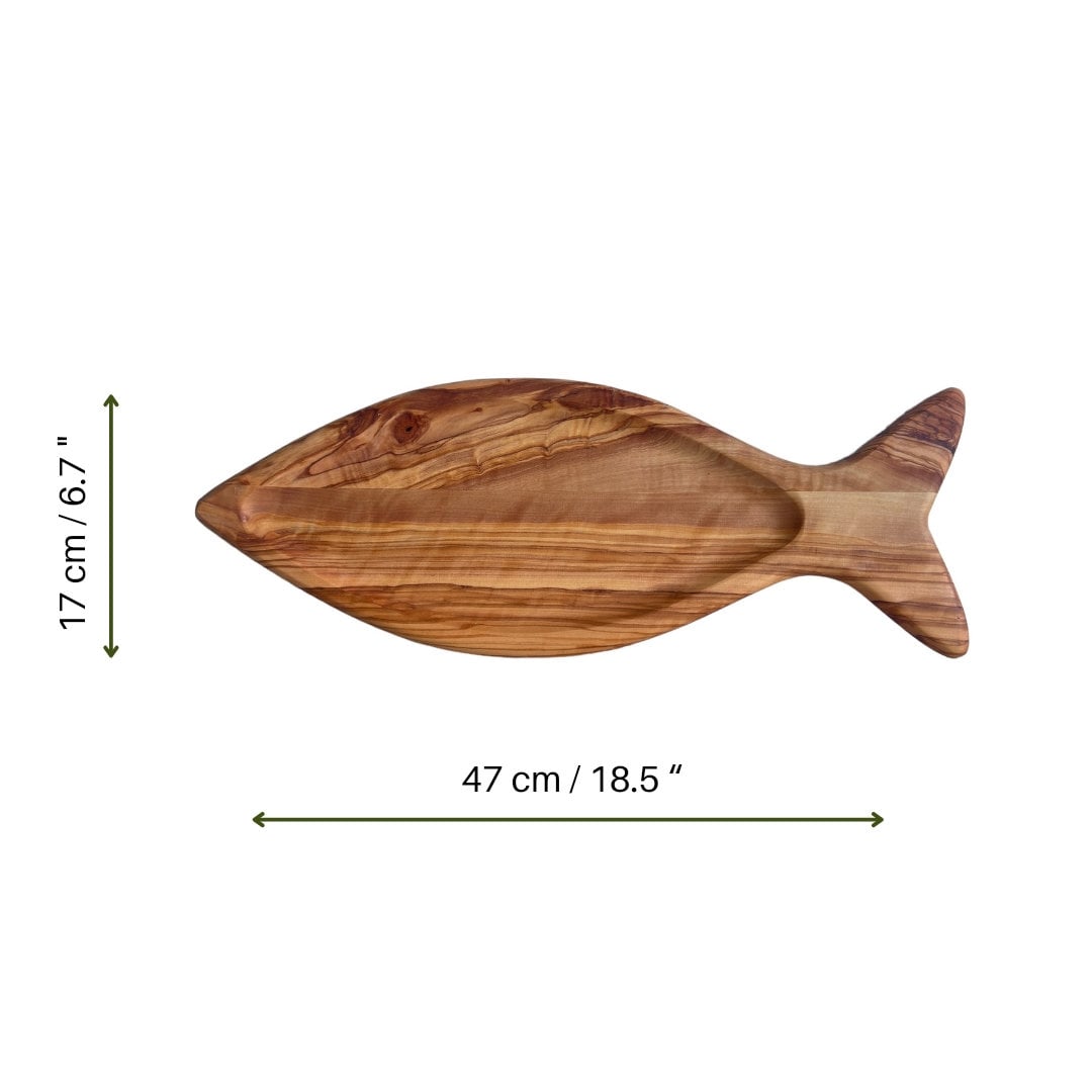 Handcrafted Olive Wood Fish-Shaped Plates, Unique Wooden Dishes