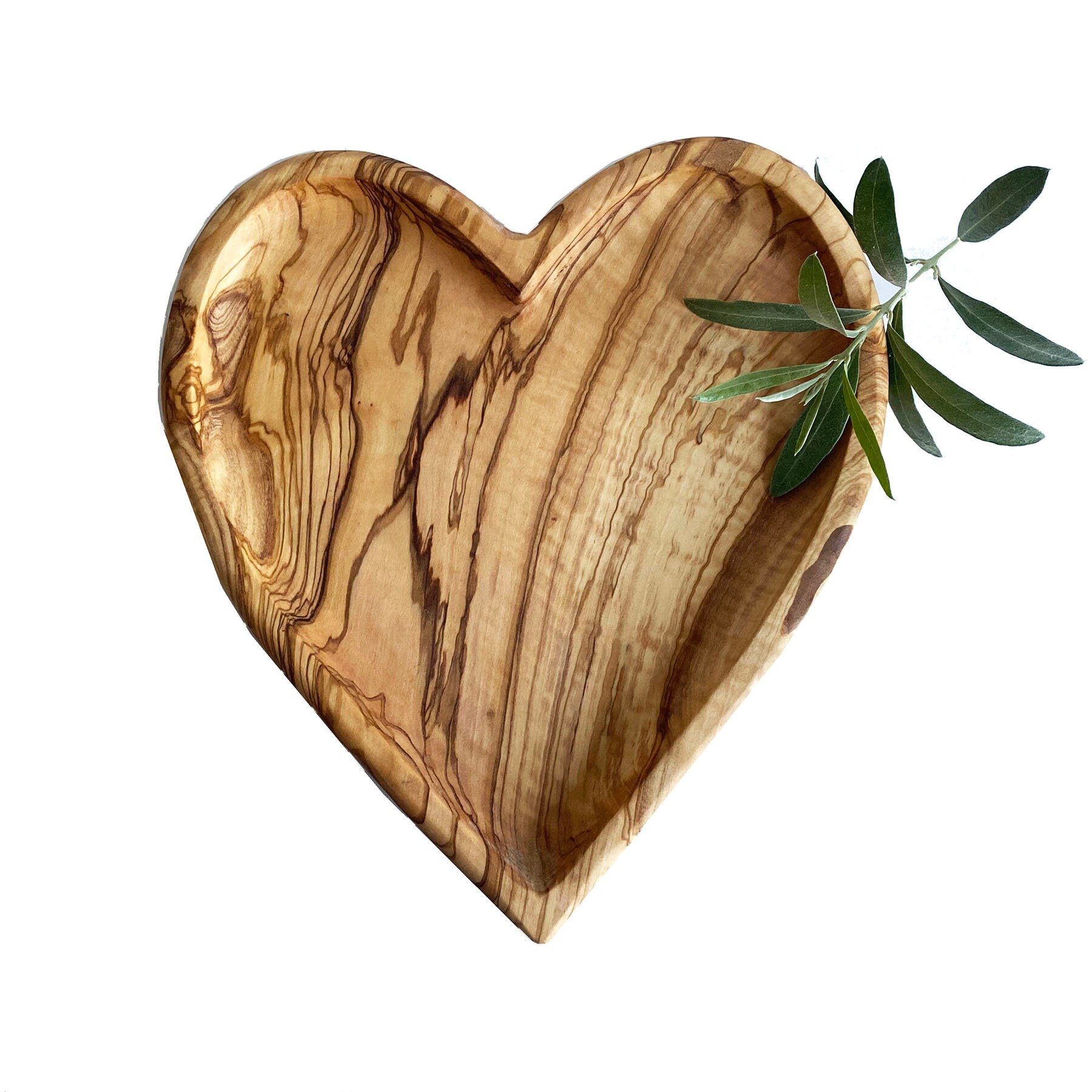 Personalized Olive Wood Heart-Shaped Plate Set of 3 - Rustic Decorative Serving Platters | Various Sizes Available