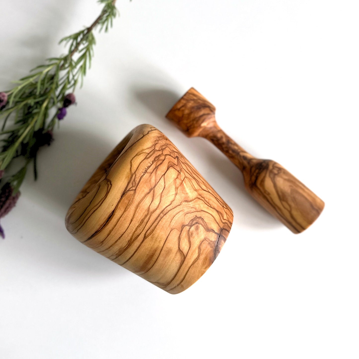 Olive Wood Mortar and Pestle, Carved Rustic Wooden Mortar, Authentic Mortar and Pestle, Luxurious Mortar, Natural Olive Wood Mortar