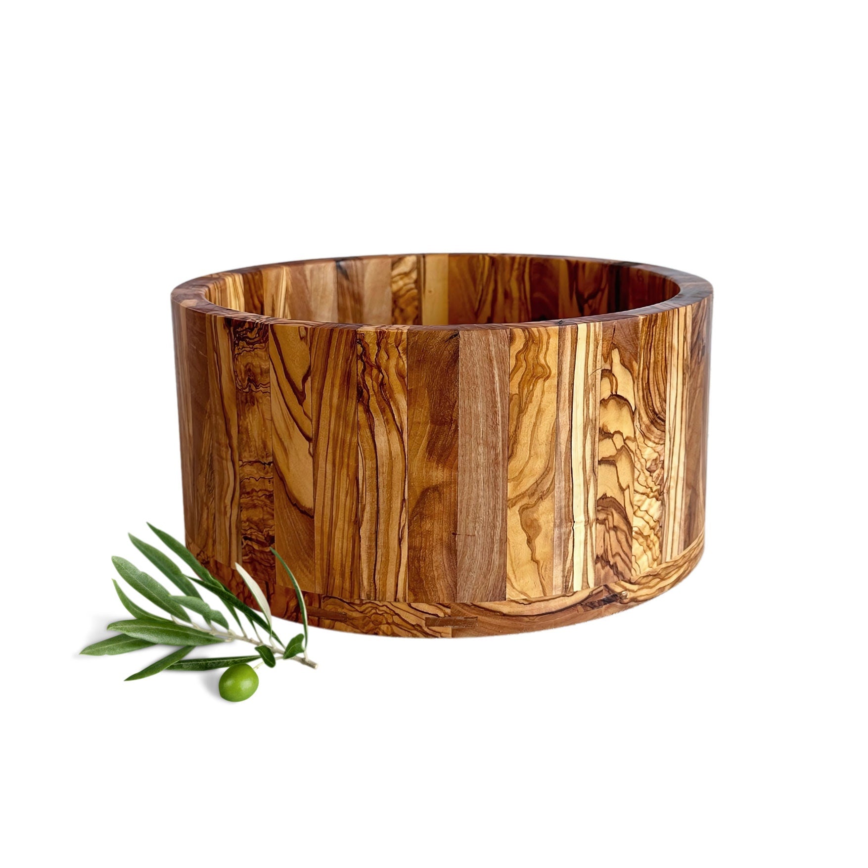 Handmade Olive Wood Salad Bowl - 10.2 Inches with servers, Unique Gift, Handcrafted Olive Wood Bowl, Large Olive Wood Serving Bowl