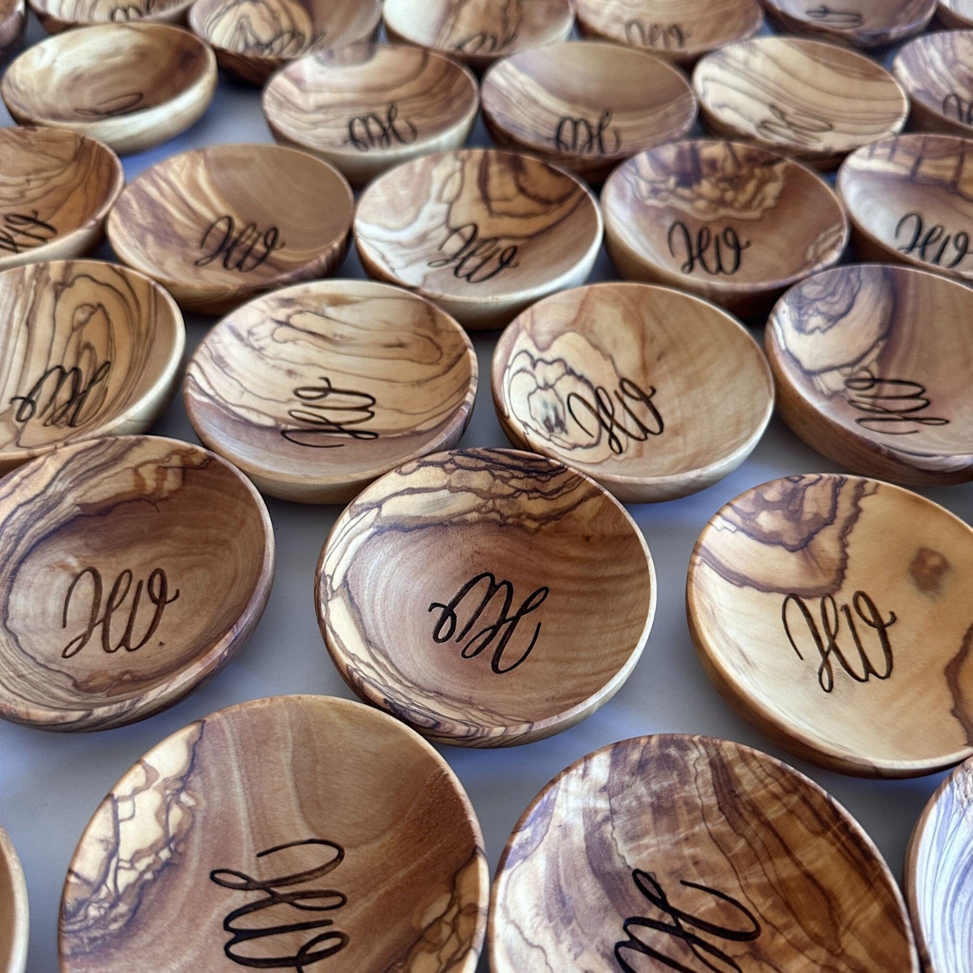 Logo Engraved Olive Wood Mini Dishes | Corporate Gift | Event | Corporate Gifts with Logos | Olive Wood Party Favor | Wedding Party Gift