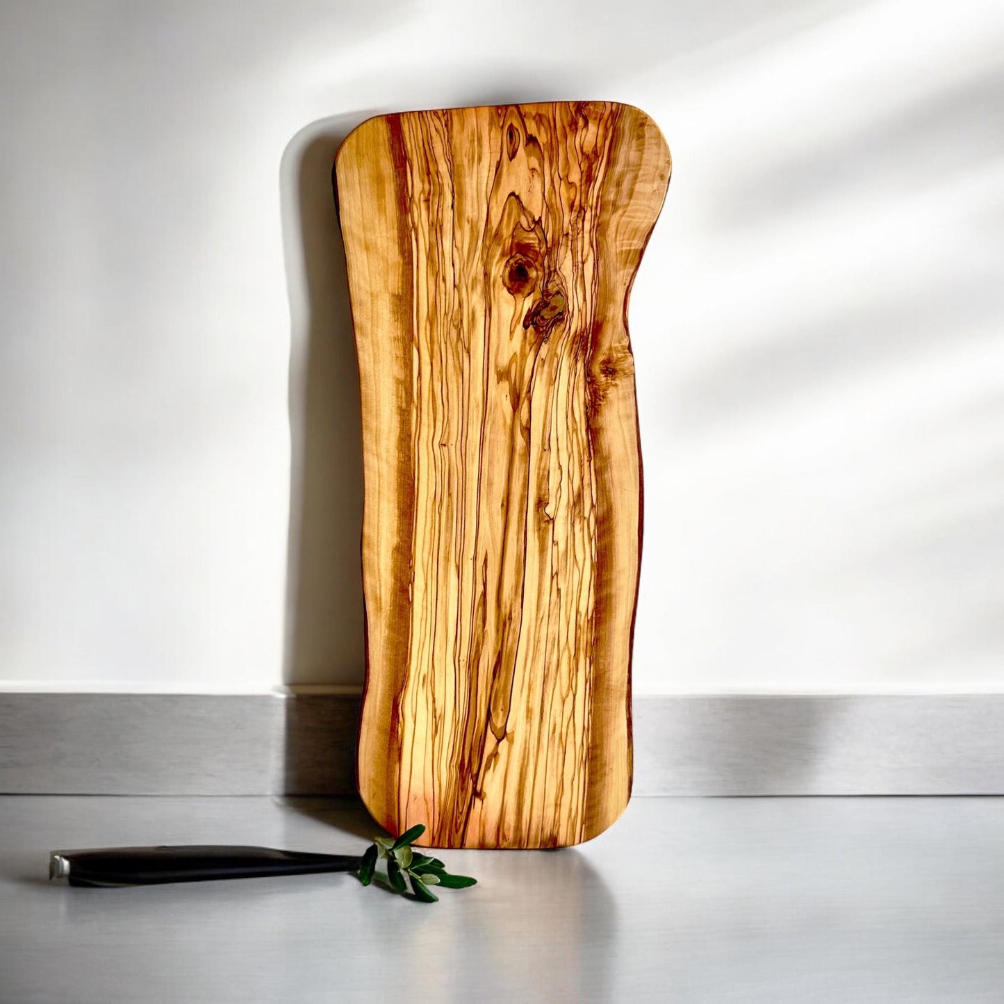 Natural Form Olive Wood Cutting Board, Wooden Live Edge Cutting Board, Rustic Cutting Board, Authentic Wooden Board