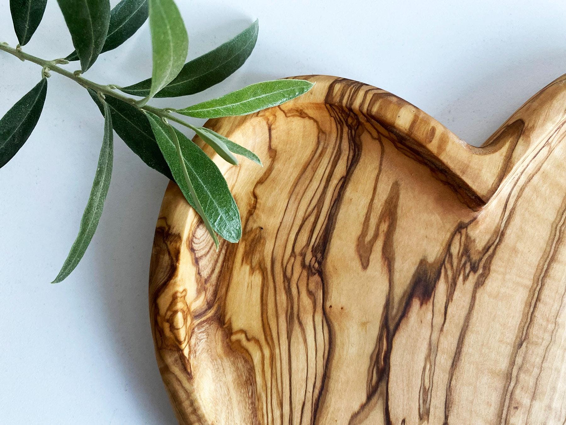 Olive Wood Heart Shape Plates, Wooden Valentine's Day Gift