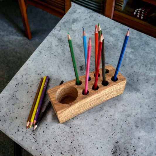 olive wood pen holder, wooden pen holder, kids pen holder, gift for kids, personalized gift, custom wood desktop pen holder,