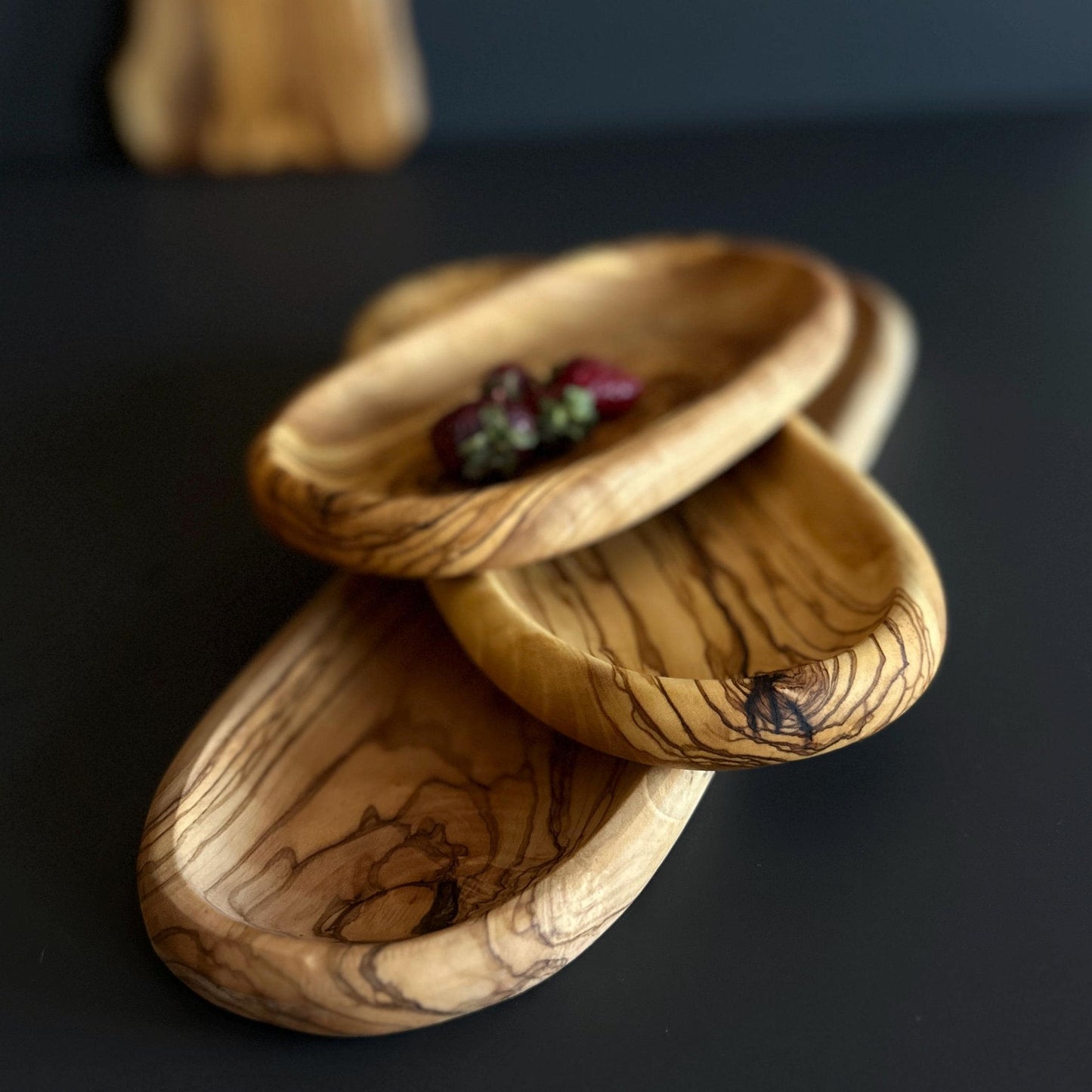 Olive Wood Serving Platter, Long Deep Wooden Platters for Vegetables, Natural Wooden Plate, Authentic Wooden Plate, Olive Wood Platter