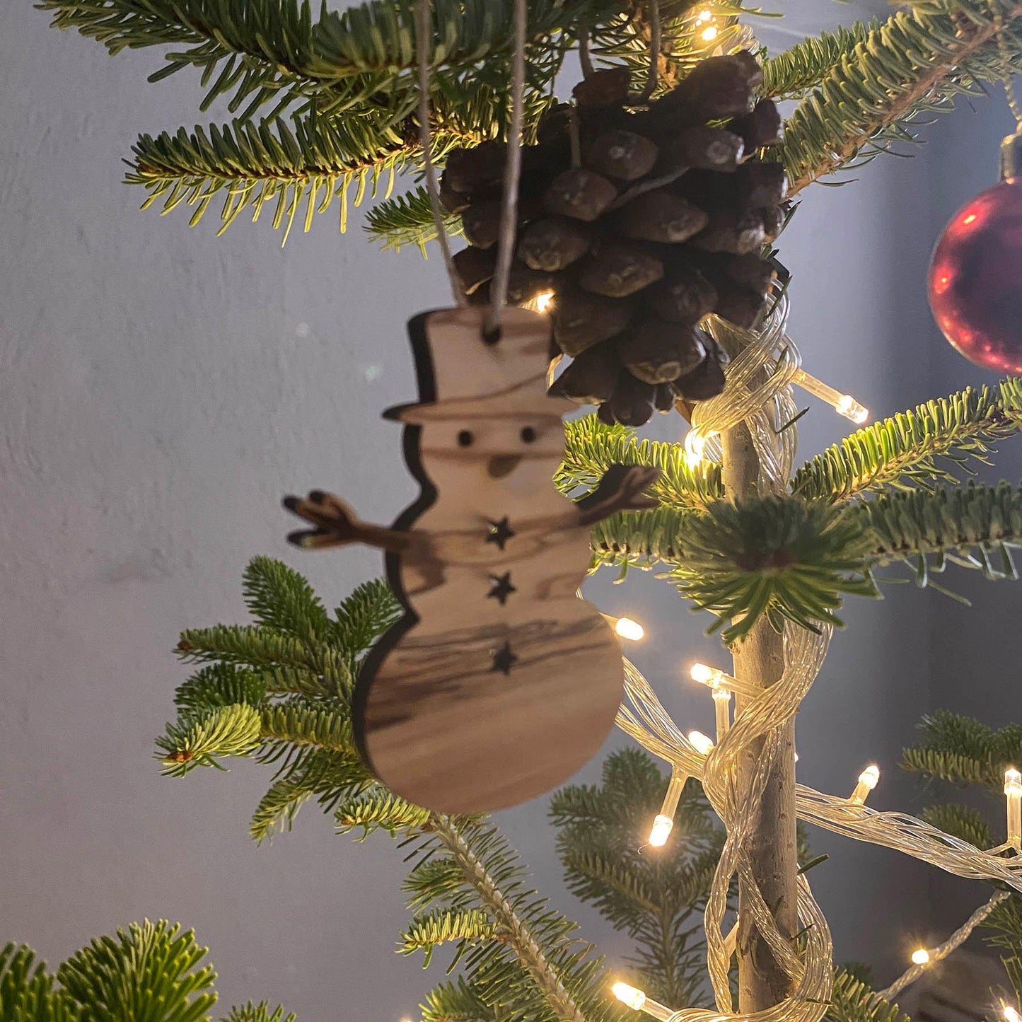 Olive Wood Unique Design Christmas Ornaments | Olive Wood Christmas Ornaments Unique Shapes Engraved | Christmas Gift | Wooden Ornaments