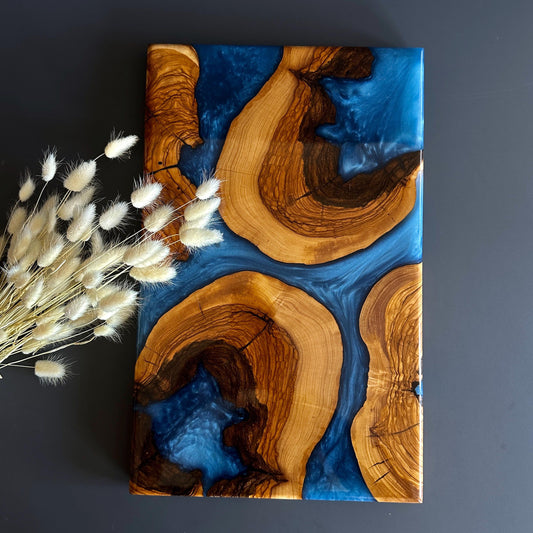 high quality luxury epoxy charcuterie board, blue resin board, christmas gift