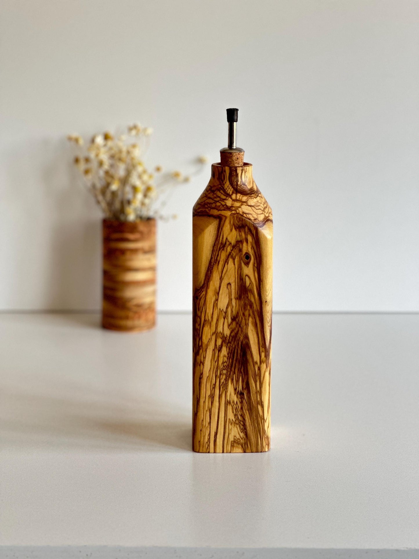 Olive Wood Oil Bottle, Handmade Olive Wood Oil Dispenser, Christmas Gift