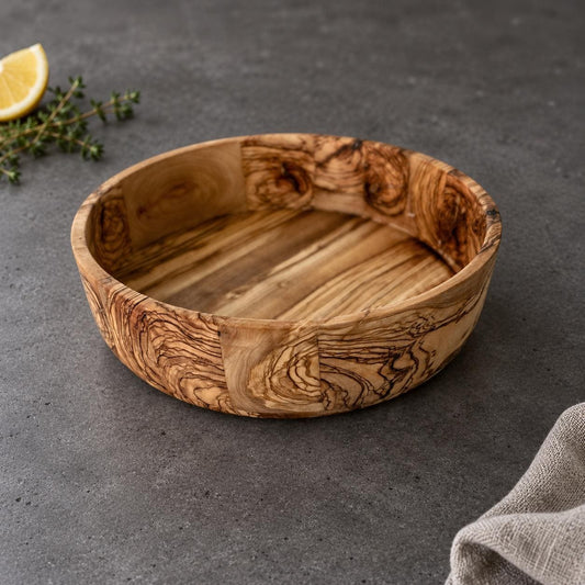 Personalized Olive Wood Bowl, Multiple Sizes, Handmade Serving Bowl with Custom Text or Logo