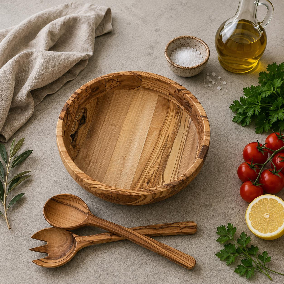 Personalized Olive Wood Bowl, Multiple Sizes, Handmade Serving Bowl with Custom Text or Logo