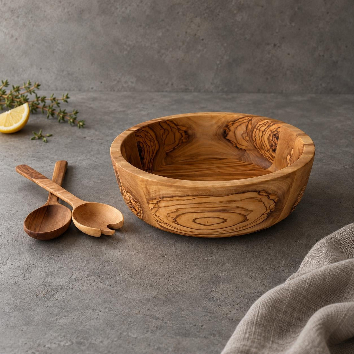 Personalized Olive Wood Bowl, Multiple Sizes, Handmade Serving Bowl with Custom Text or Logo