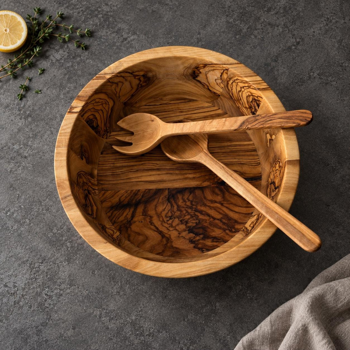 Personalized Olive Wood Bowl, Multiple Sizes, Handmade Serving Bowl with Custom Text or Logo