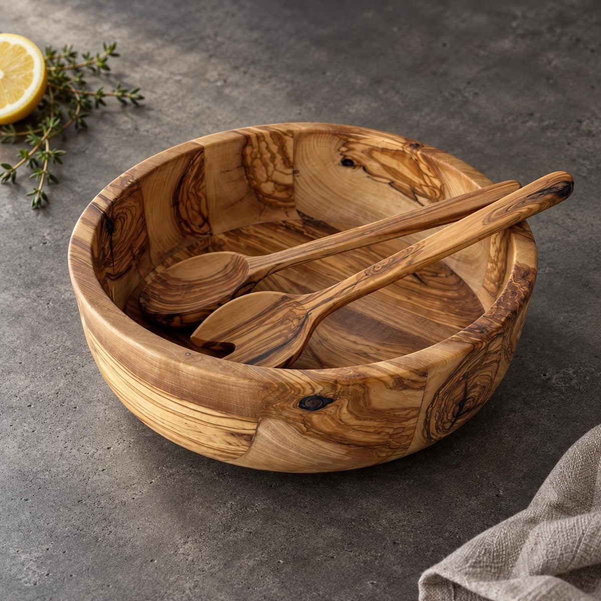 Personalized Olive Wood Bowl, Multiple Sizes, Handmade Serving Bowl with Custom Text or Logo
