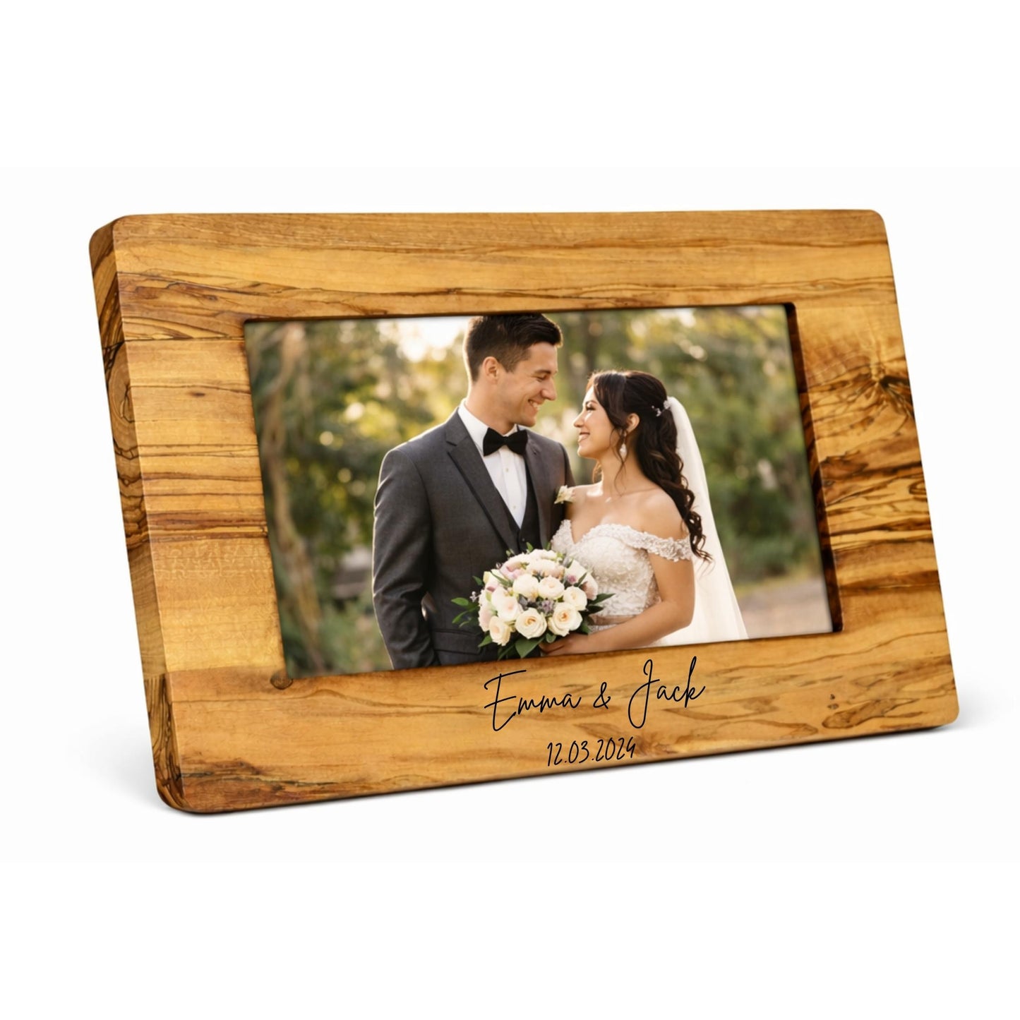 Kişiye Özel Zeytin Ağacı Fotoğraf Çerçevesi – El Yapımı, Çift Yönlü (Dikey ve Yatay)