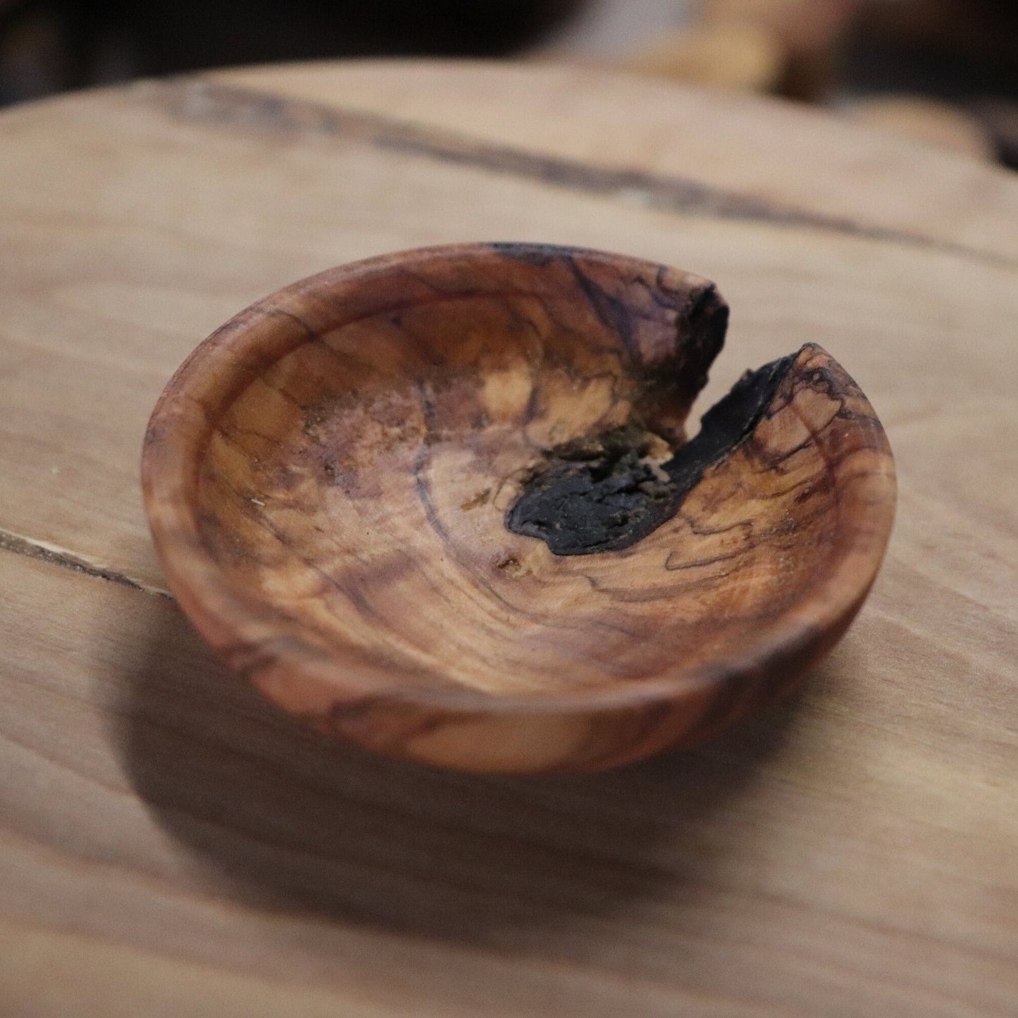 Deformed Olive Wood Mini Bowls in Bulk, Rustic Tiny Dishes