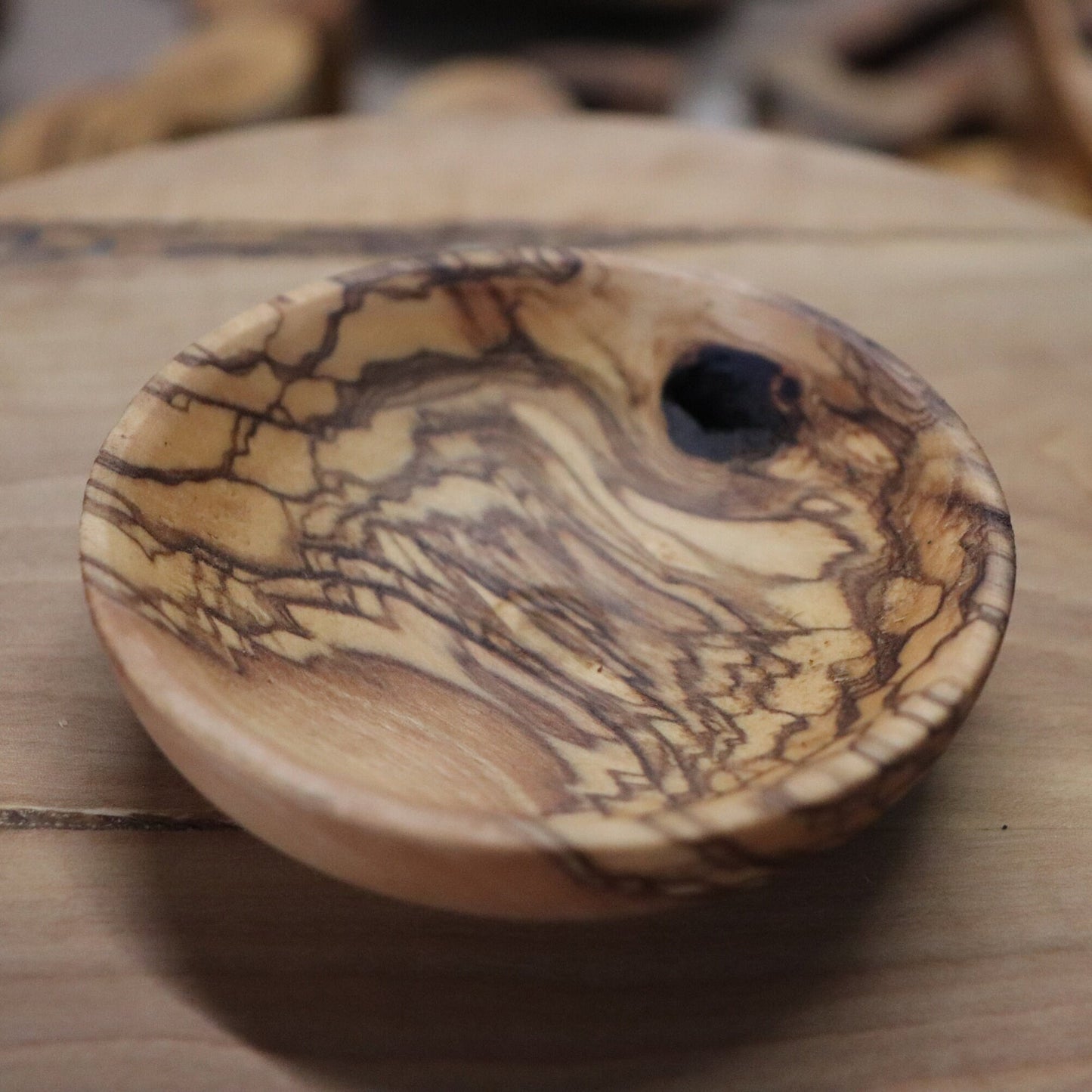 Deformed Olive Wood Mini Bowls in Bulk, Rustic Tiny Dishes