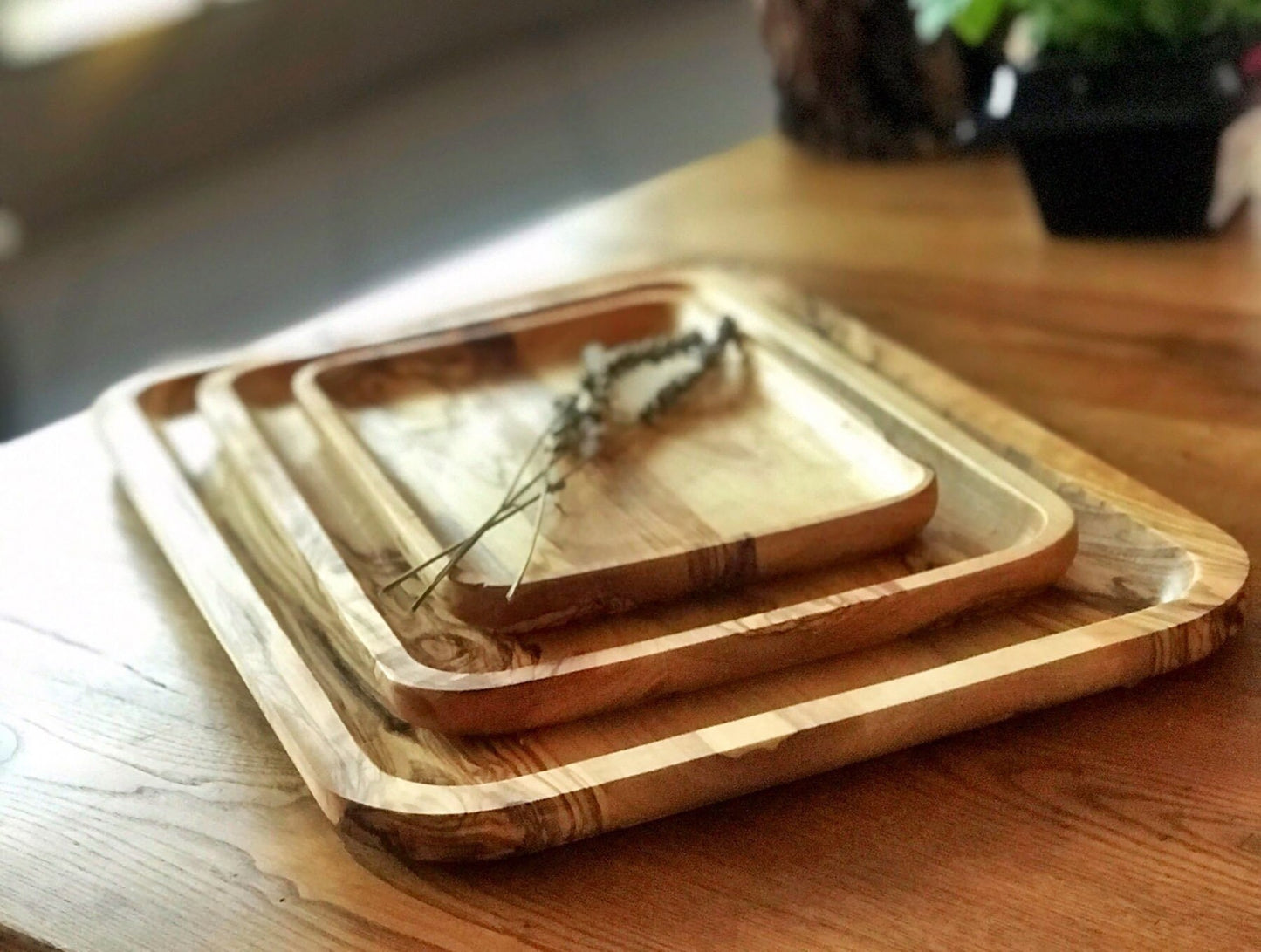 Olive Wood Serving Tray, Handmade Olive Wood Tray