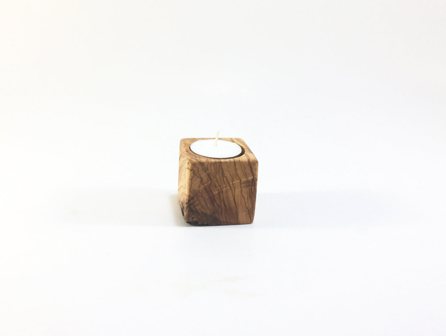 Wooden Cubic Candle Holders, Elegant Olive Wood Tealight Holders, Single - Double - Triple