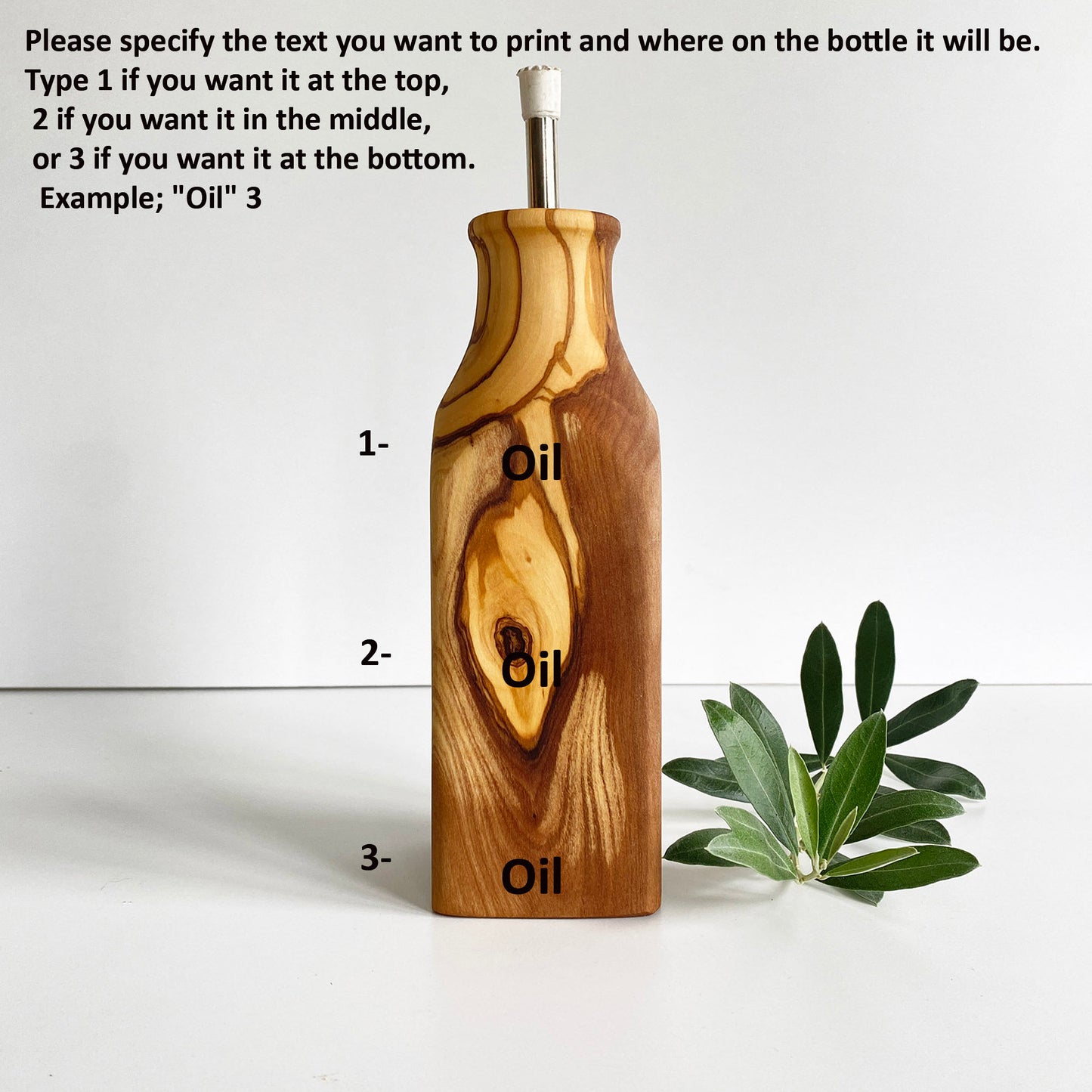 Olive Wood Oil Bottle, Olive Wood Oil Dispenser